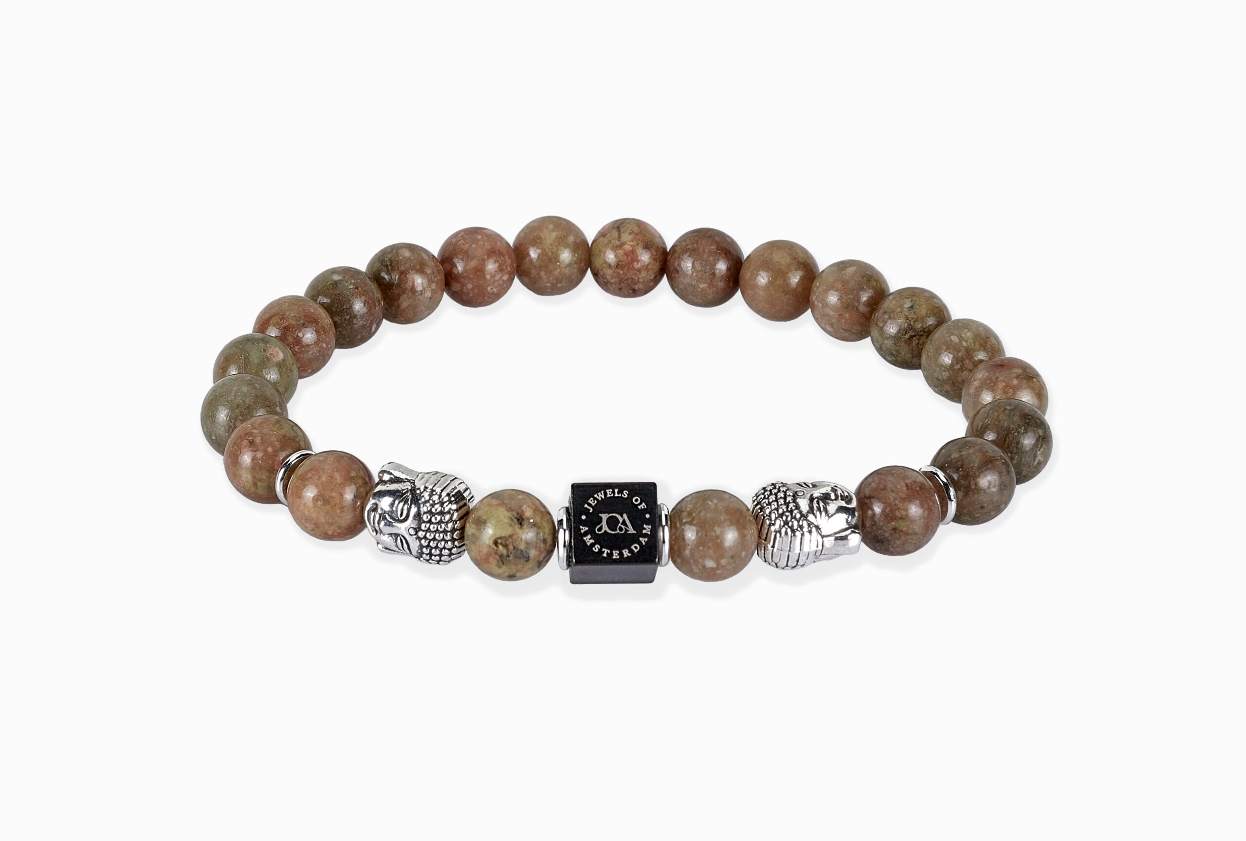 unakiet edelsteen armband met zilveren boeddha