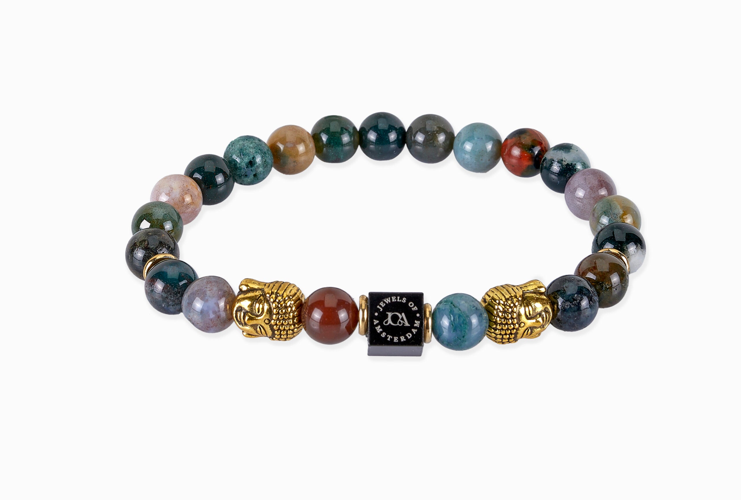 indian agaat edelstenen armband goud boeddha