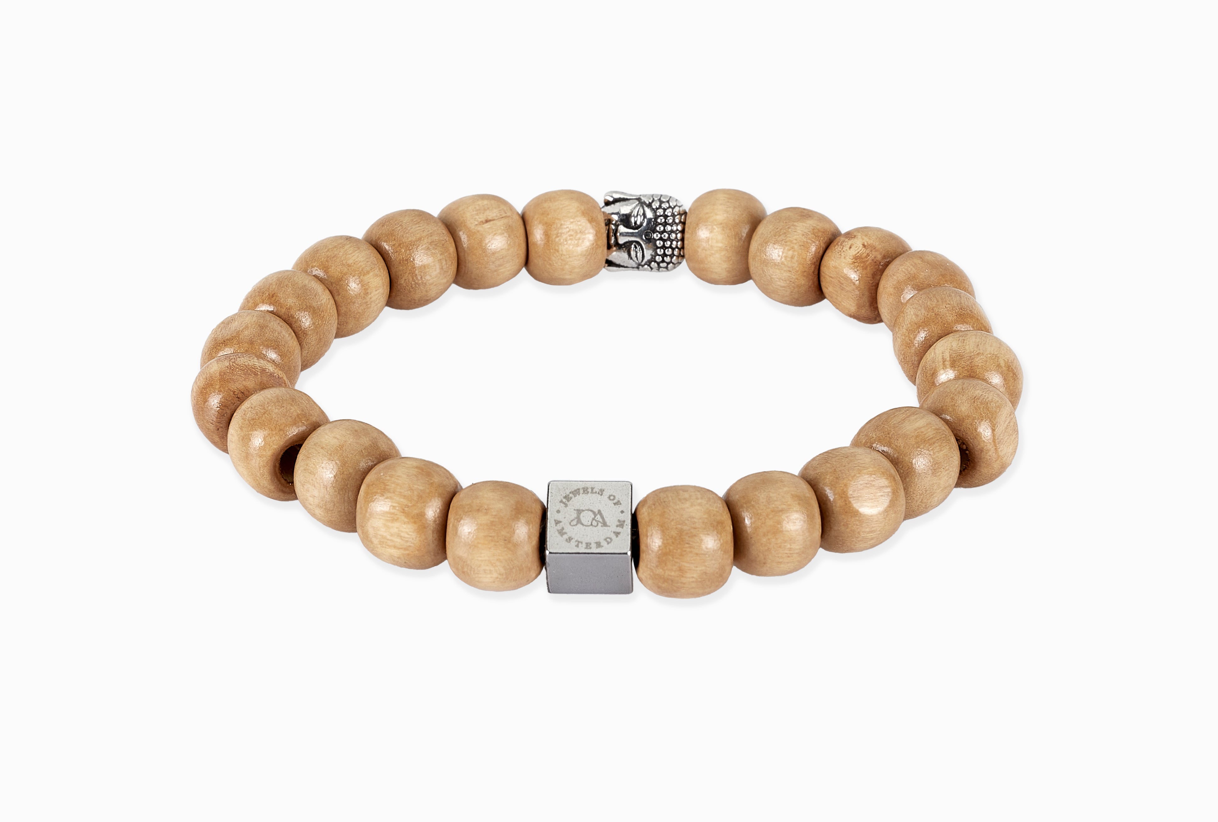 Licht houten Boeddha armband