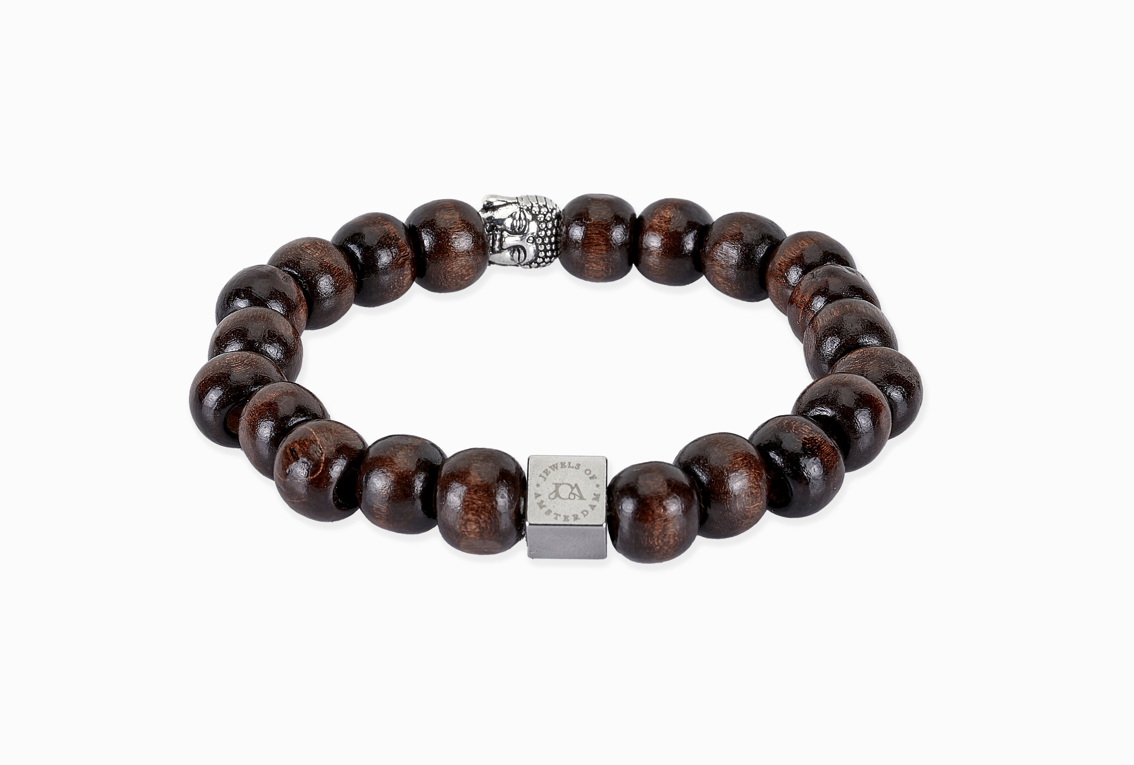 Donker bruin Boeddha armband - 10mm