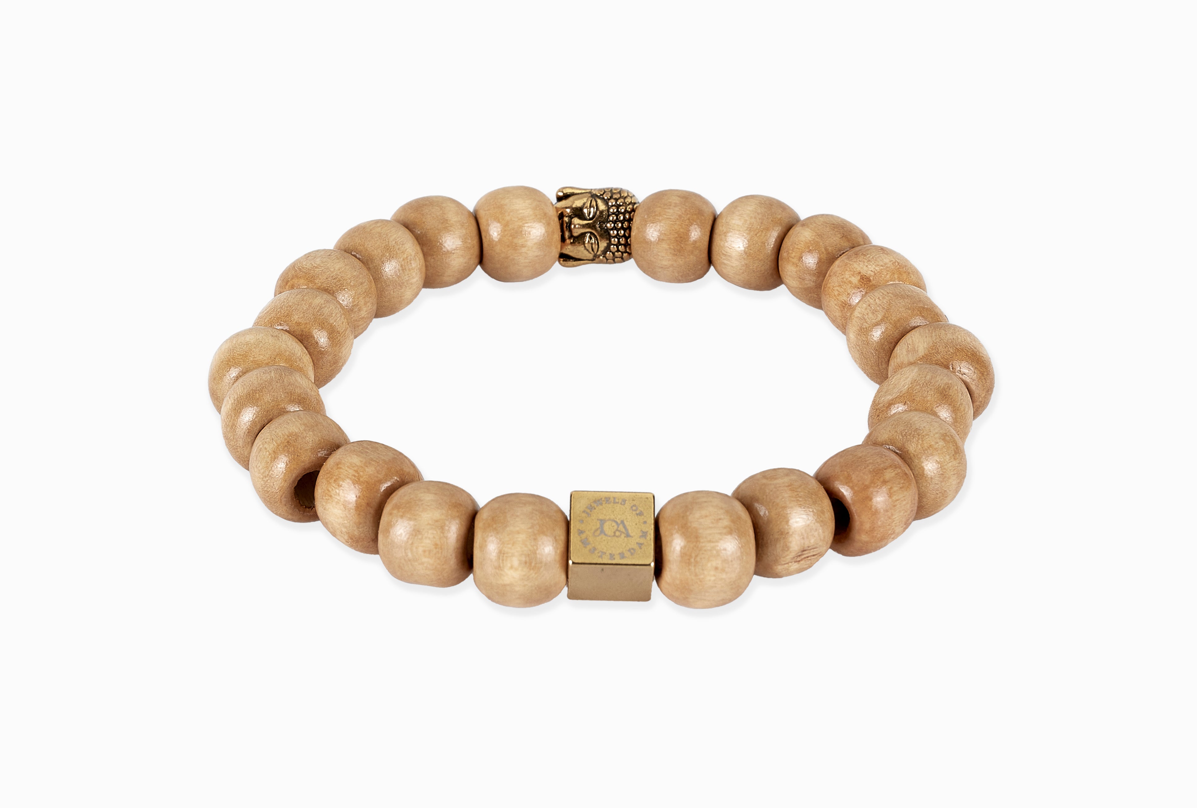 Licht houten Boeddha armband