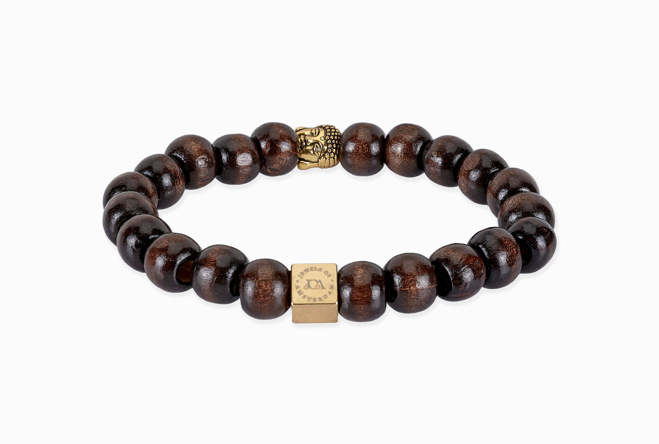 Donker bruin Boeddha armband - 10mm