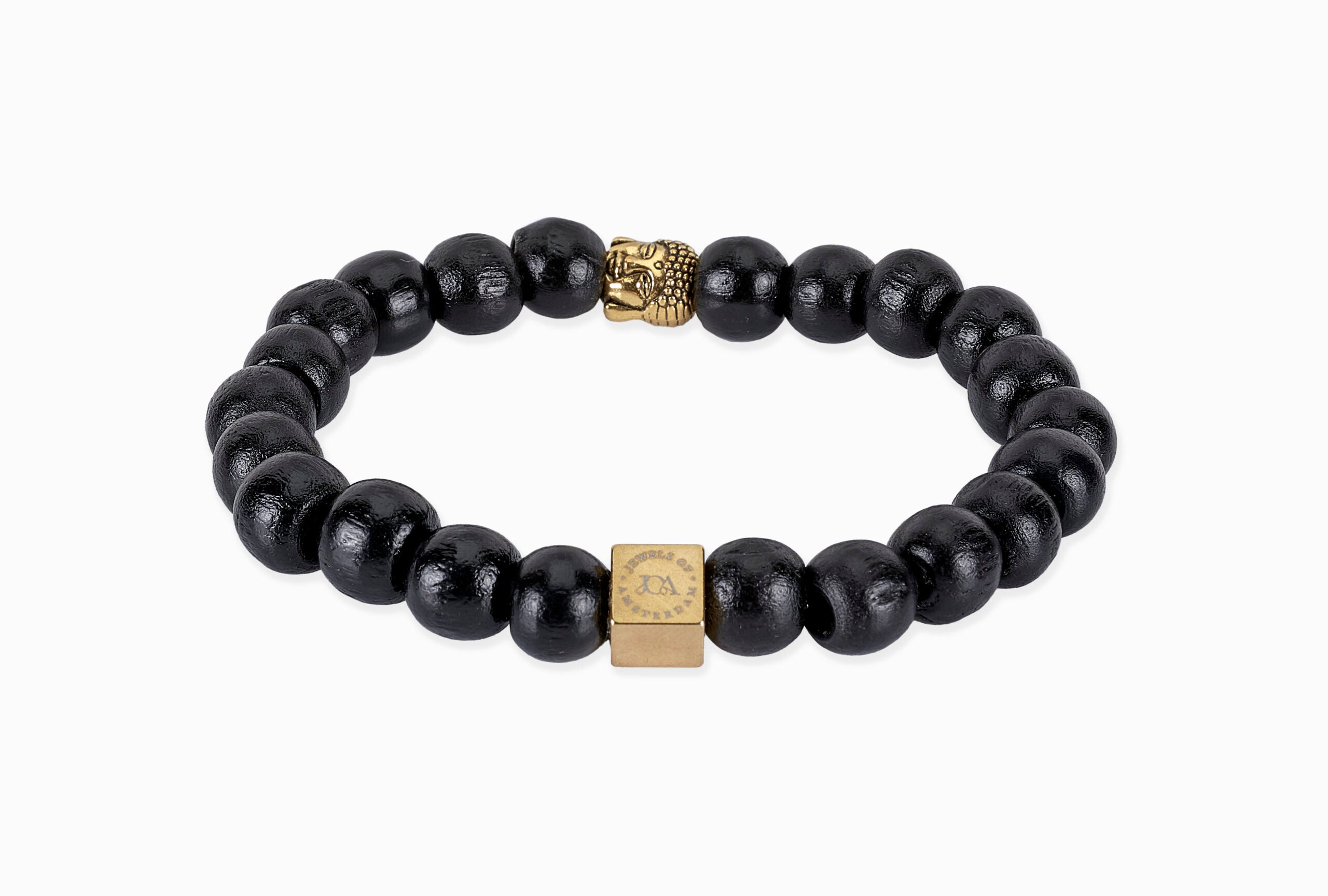 Zwart houten Boeddha armband