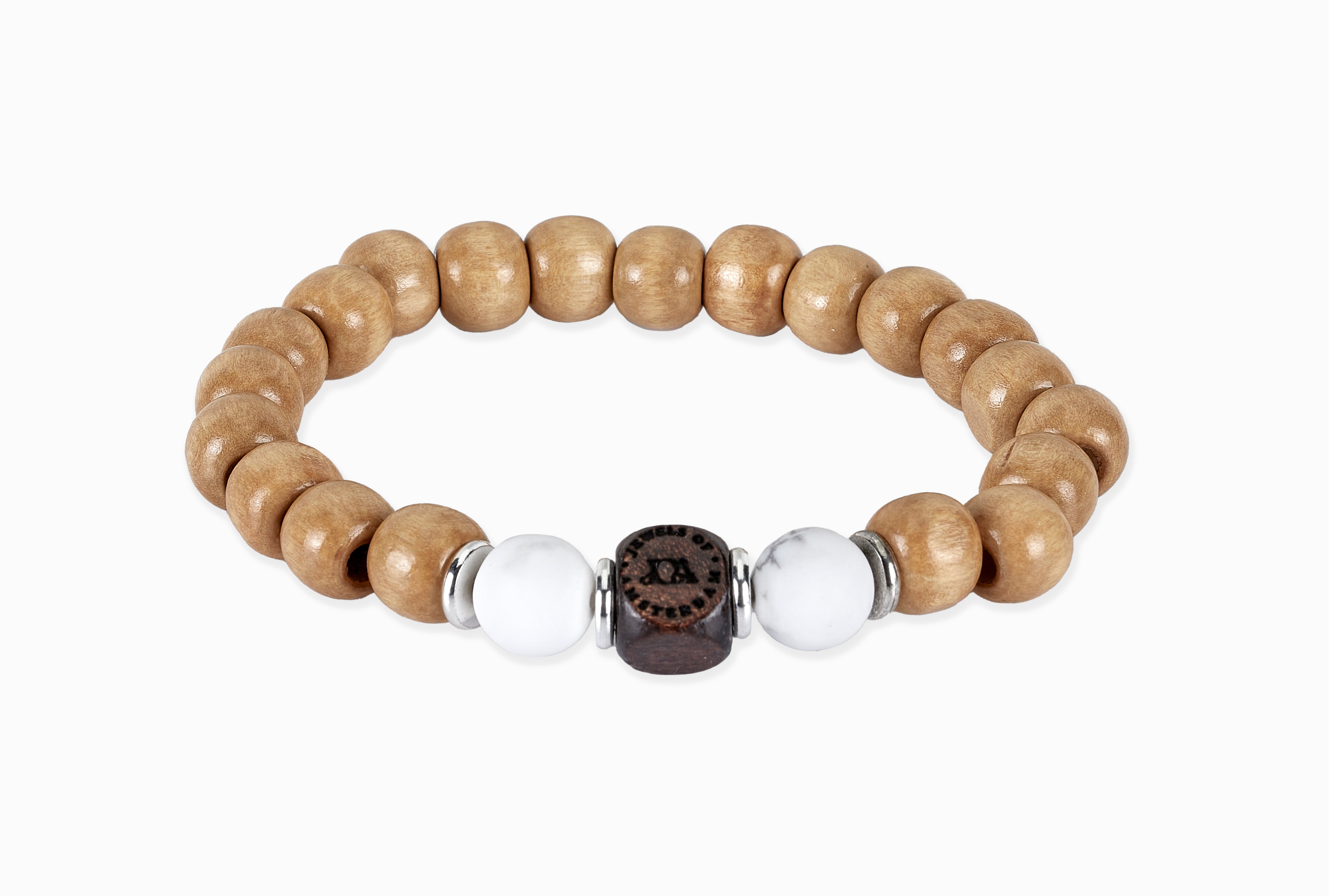 Hout met howliet armband - 10mm
