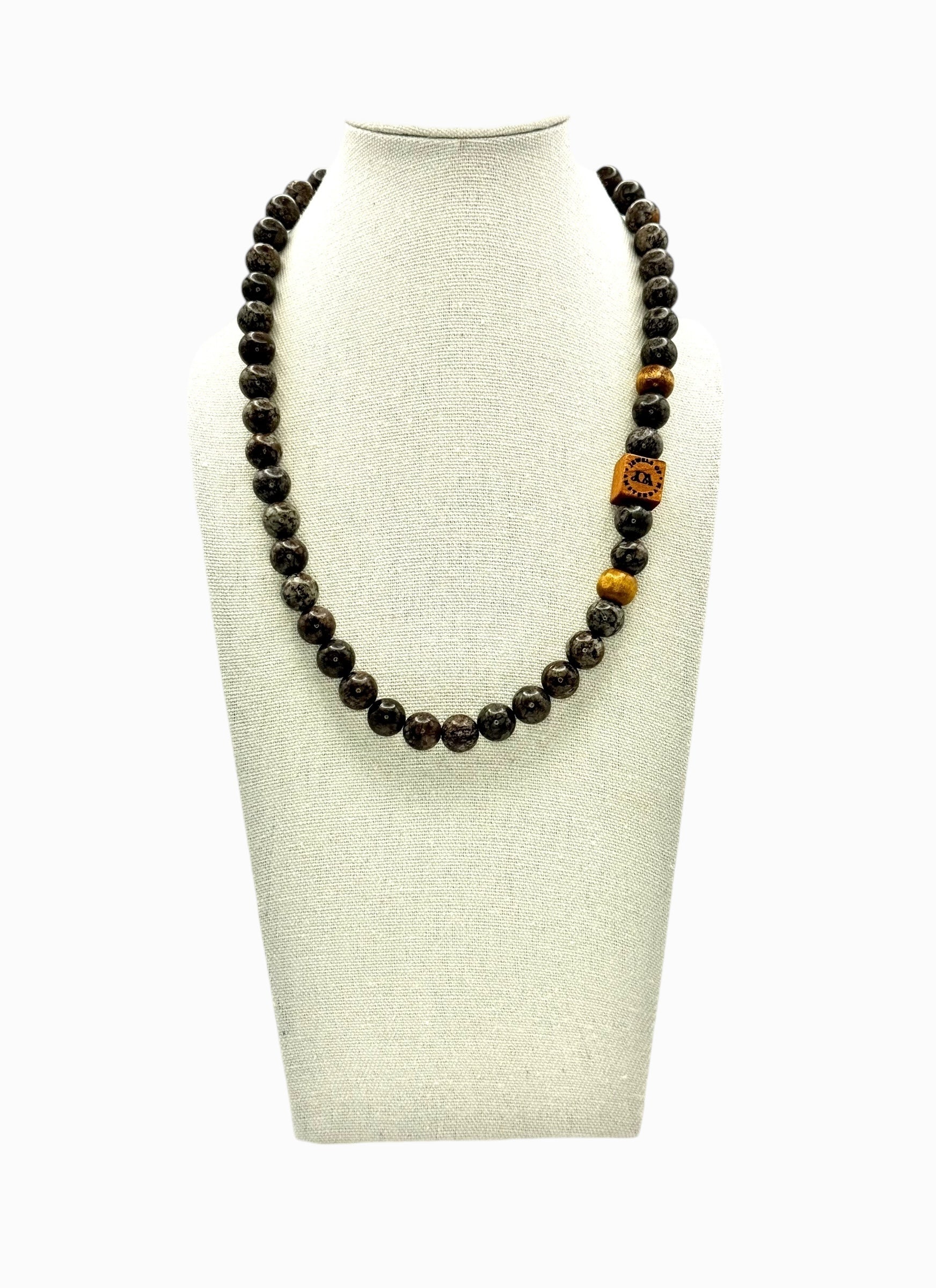 heren obsidiaan edelsteen ketting