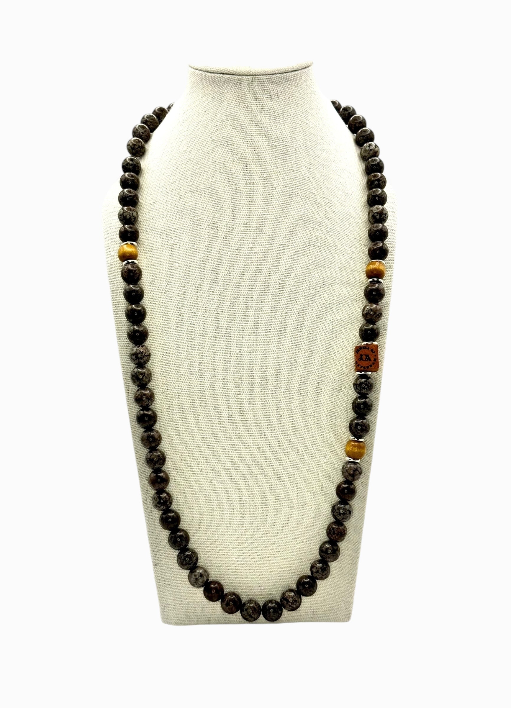 heren obsidiaan edelsteen ketting lang