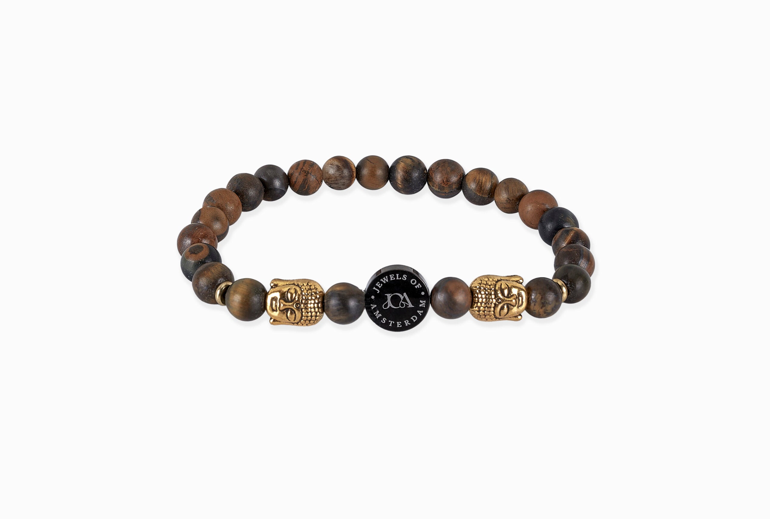 tijgeroog edelsteen armband goud boeddha