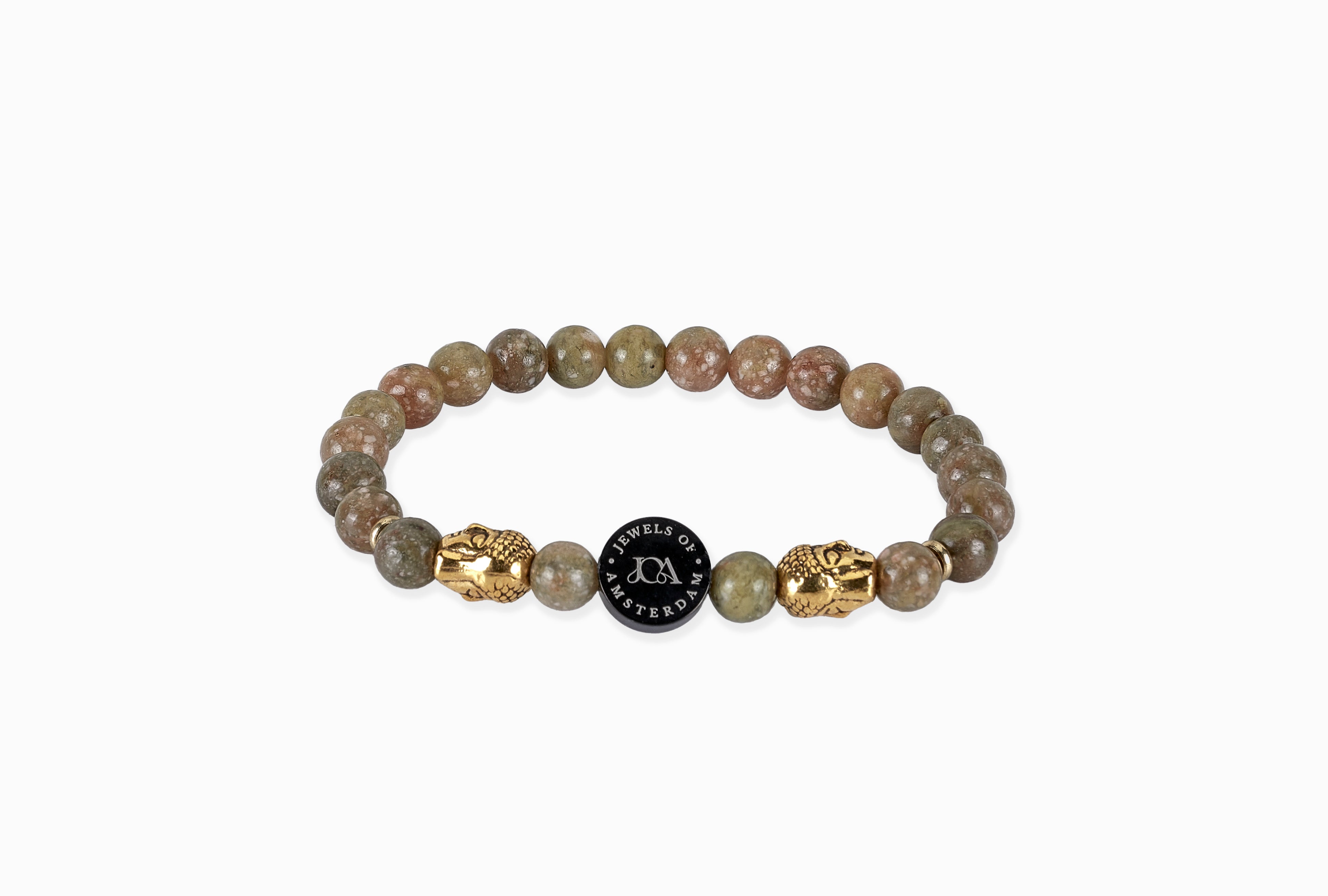 Obsidiaan boeddha armband - 6mm