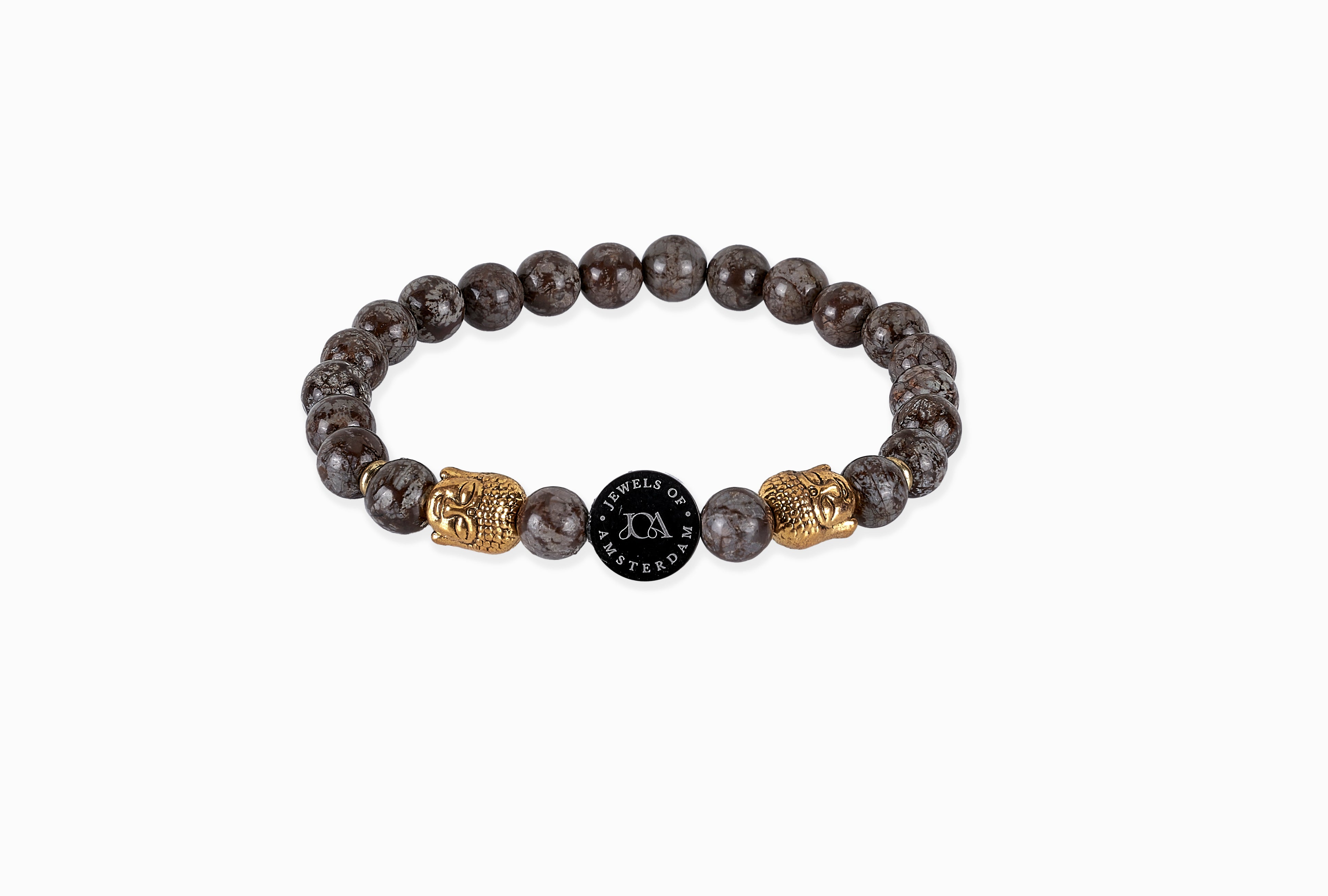 Obsidiaan boeddha armband - 6mm