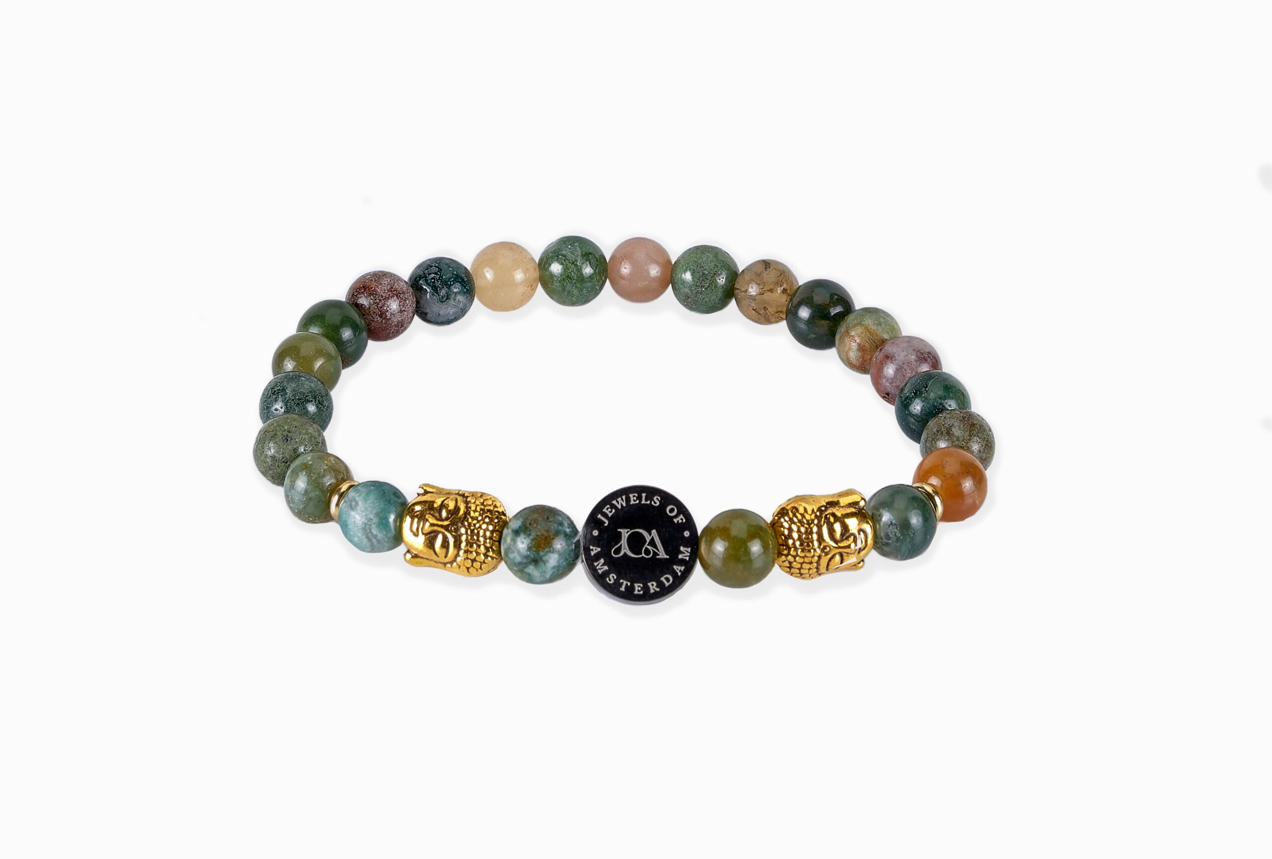indian agaat edelsteen armband goud boeddha