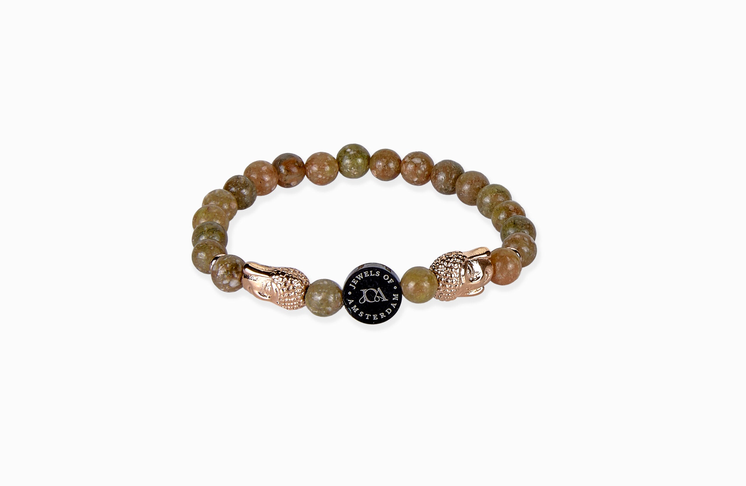 unakiet edelsteen armband met rose goud boeddha