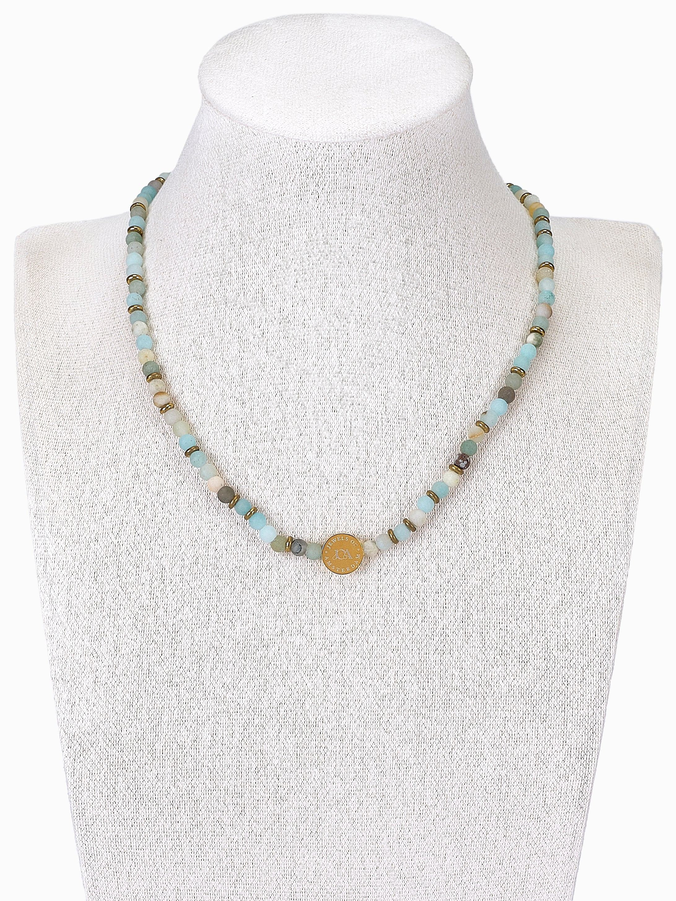 Chocker amazoniet edelsteen dames ketting goud