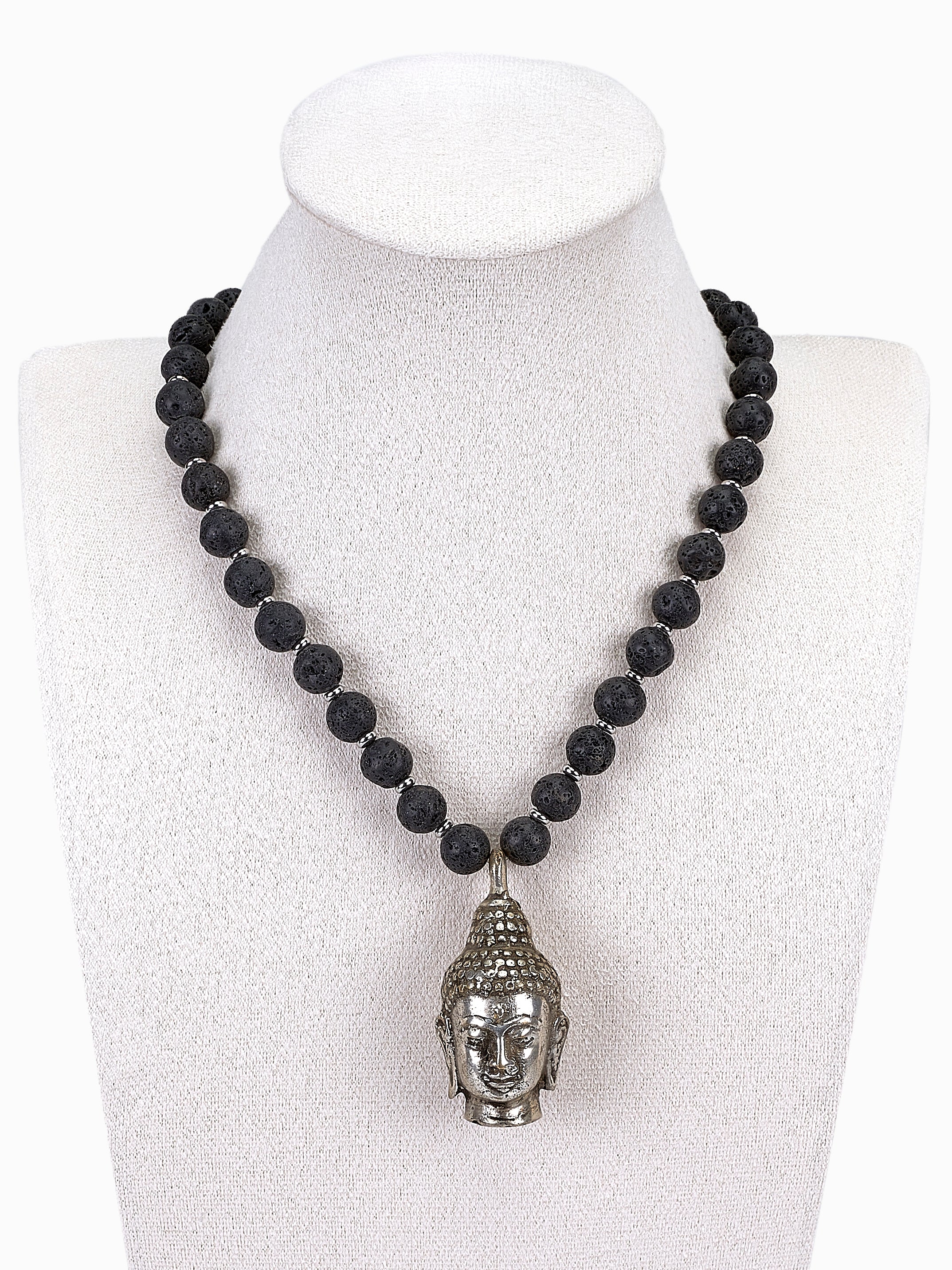 Obsidiaan boeddha ketting - 8mm