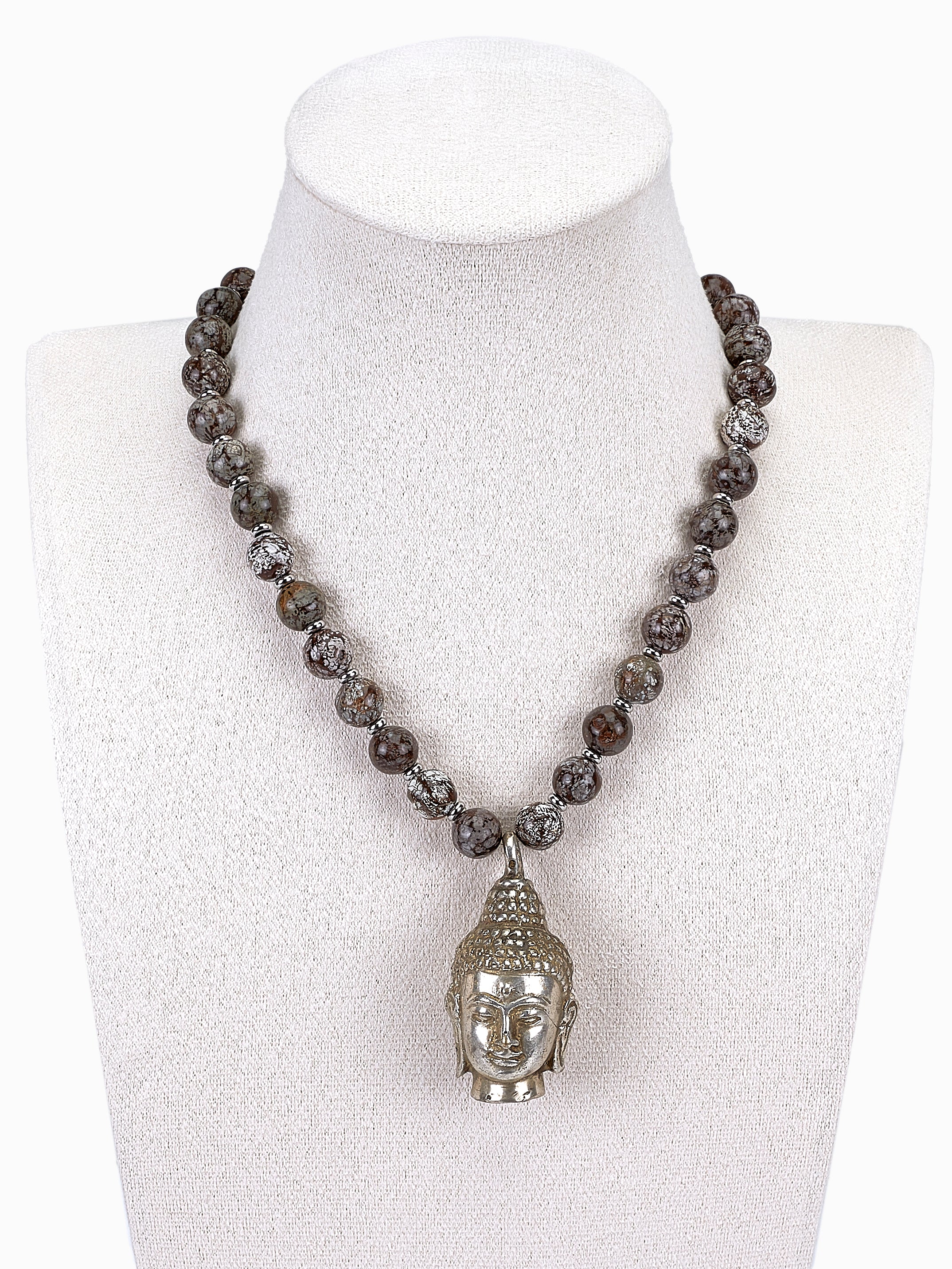 Obsidiaan boeddha ketting - 8mm