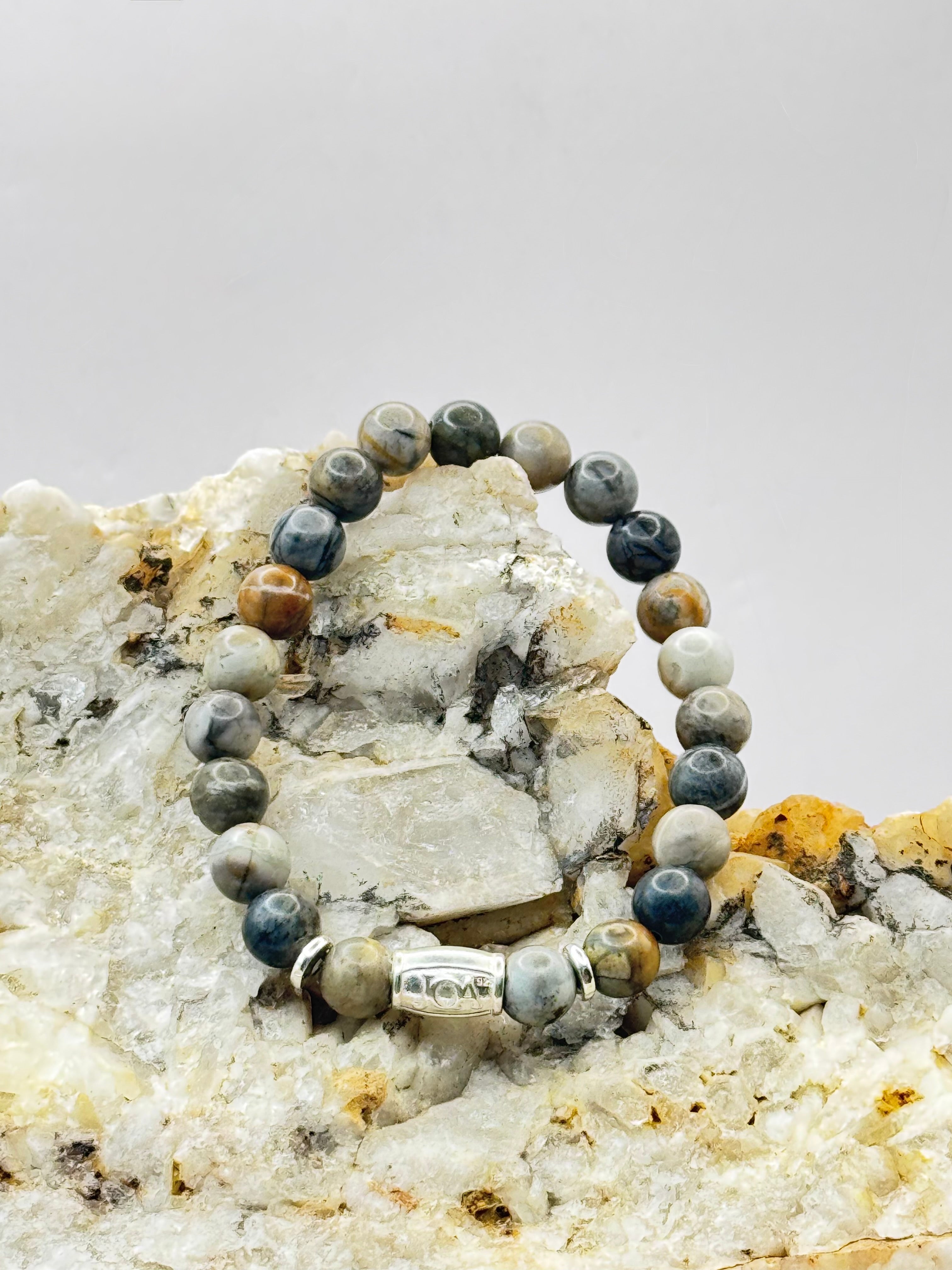 925 sterling zilveren armband met zwarte picasso jaspis