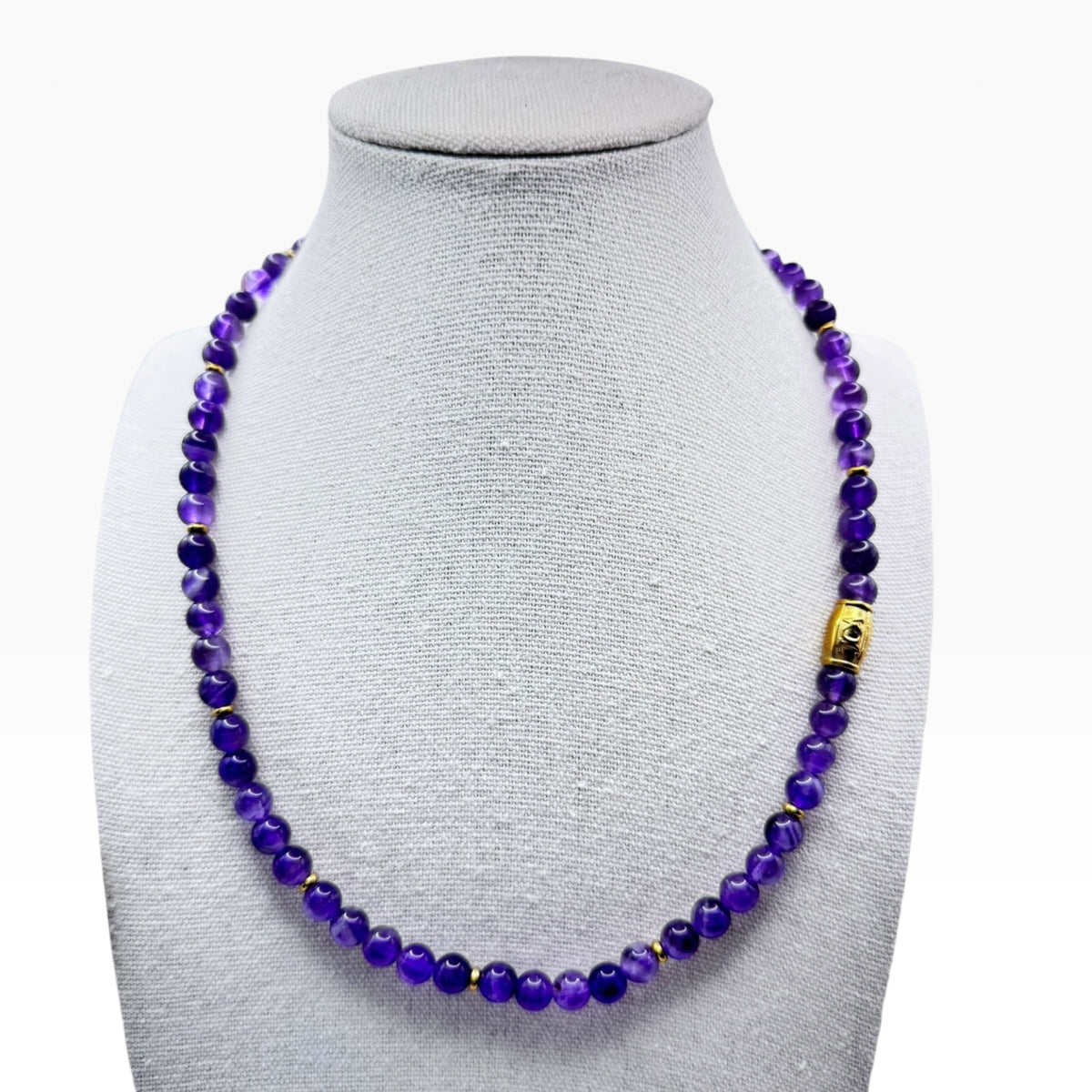 Amethist ketting 6mm goud