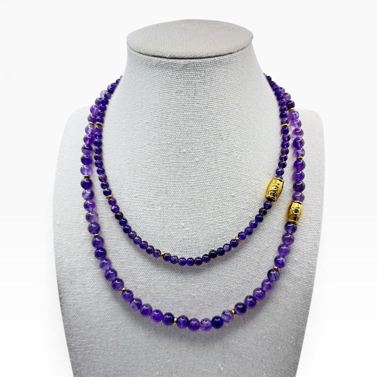 Amethist ketting set goud