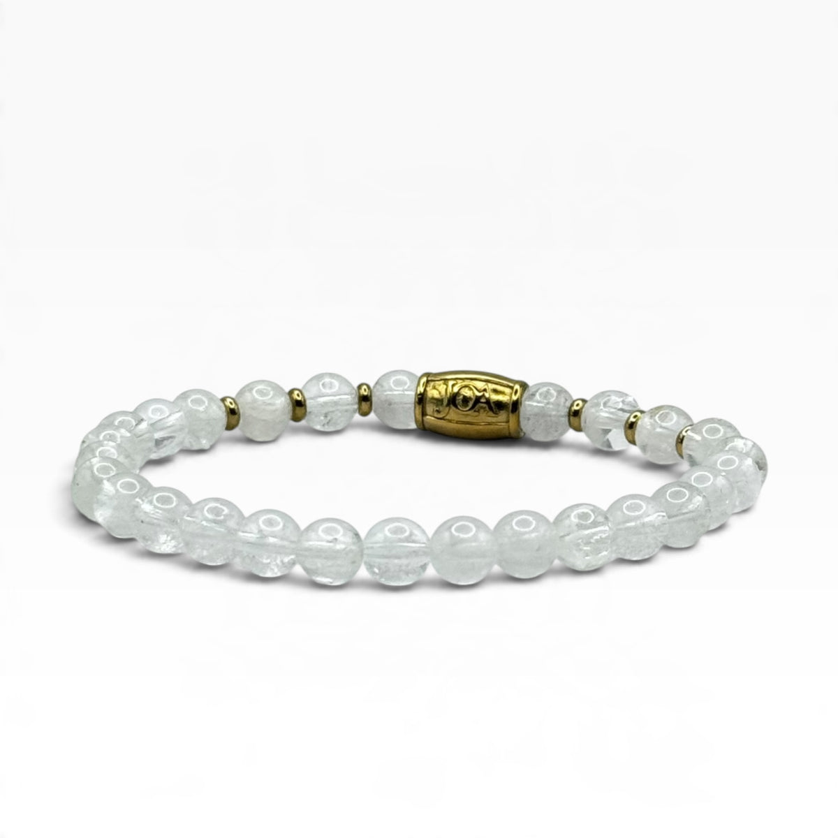 Bergkristal armband 6mm goud