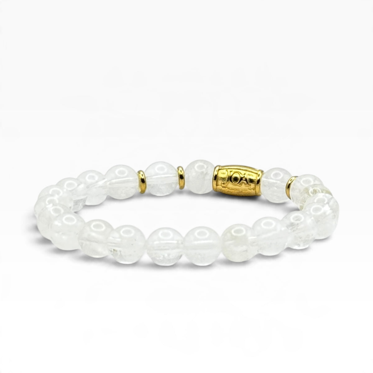 Bergkristal armband 8mm goud
