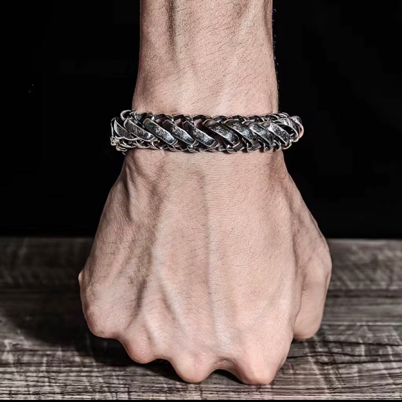 Brede zilveren heren edelstalen armband verkrijgbaar in verschillende maten