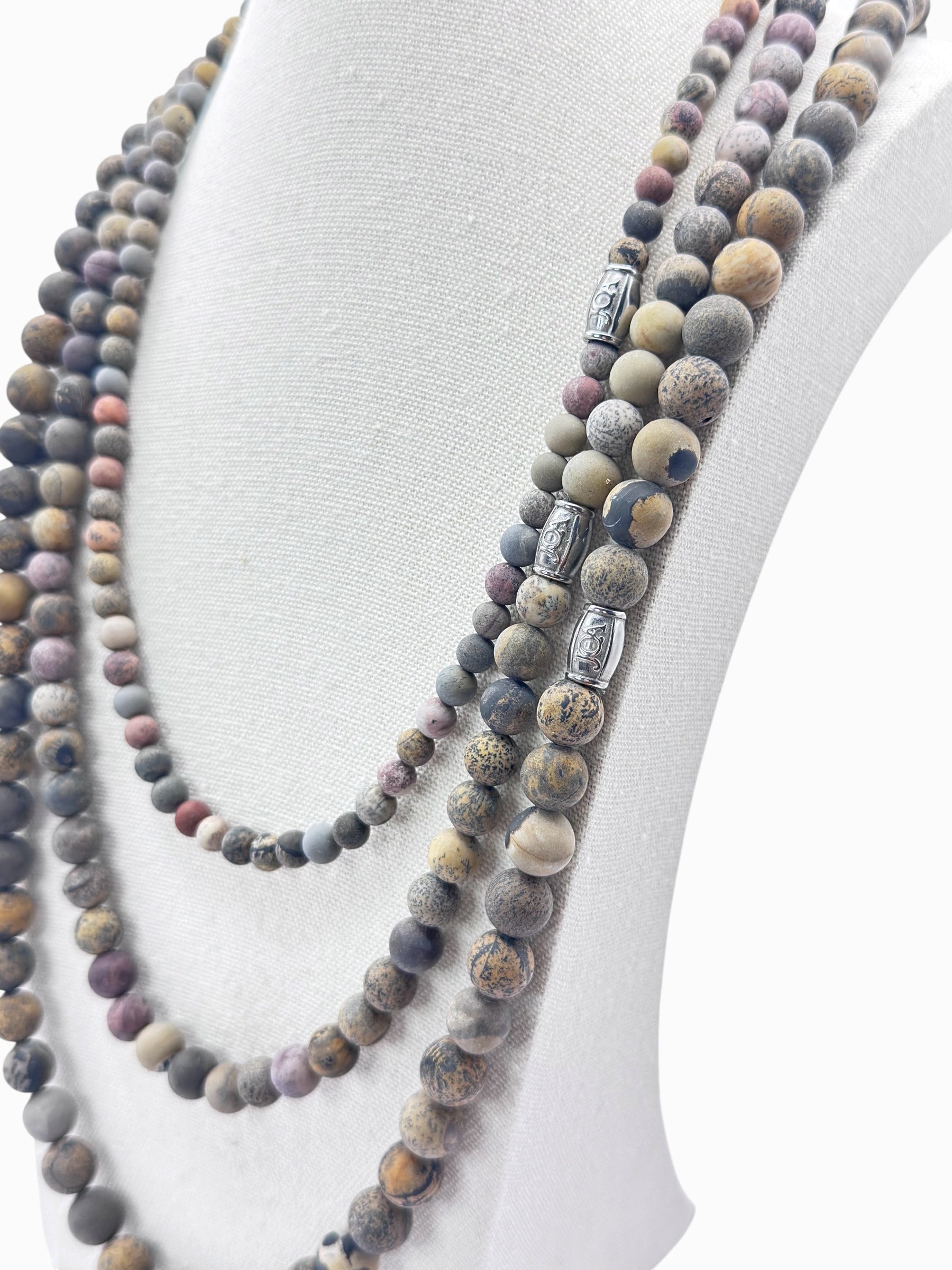 Bruin spotted jaspis heren edelsteen ketting
