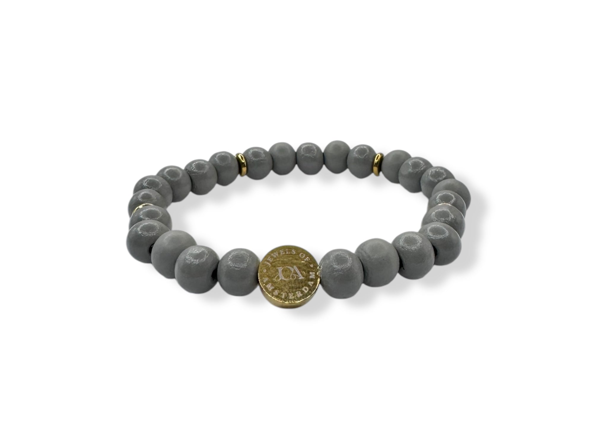 Dames gekleurde houten armband grijs