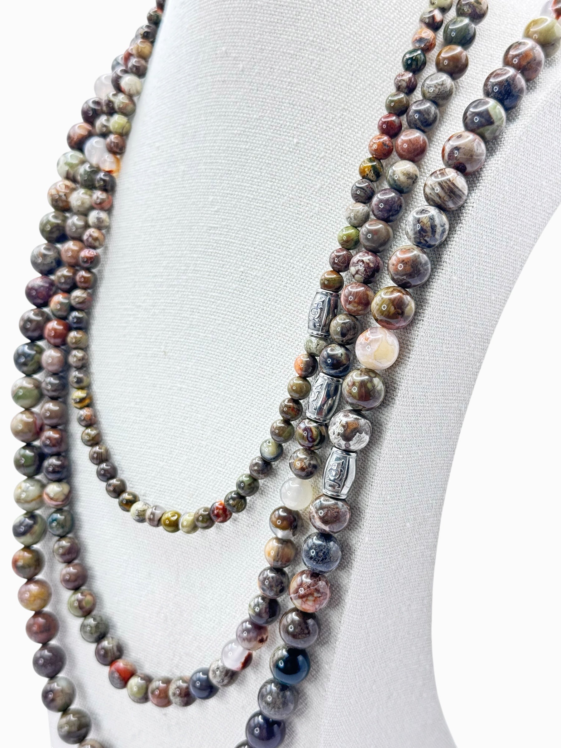 Heren Earth picasso jaspis edelsteen ketting close up