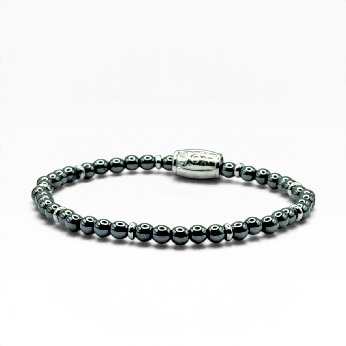 Hematiet armband 4mm zilver