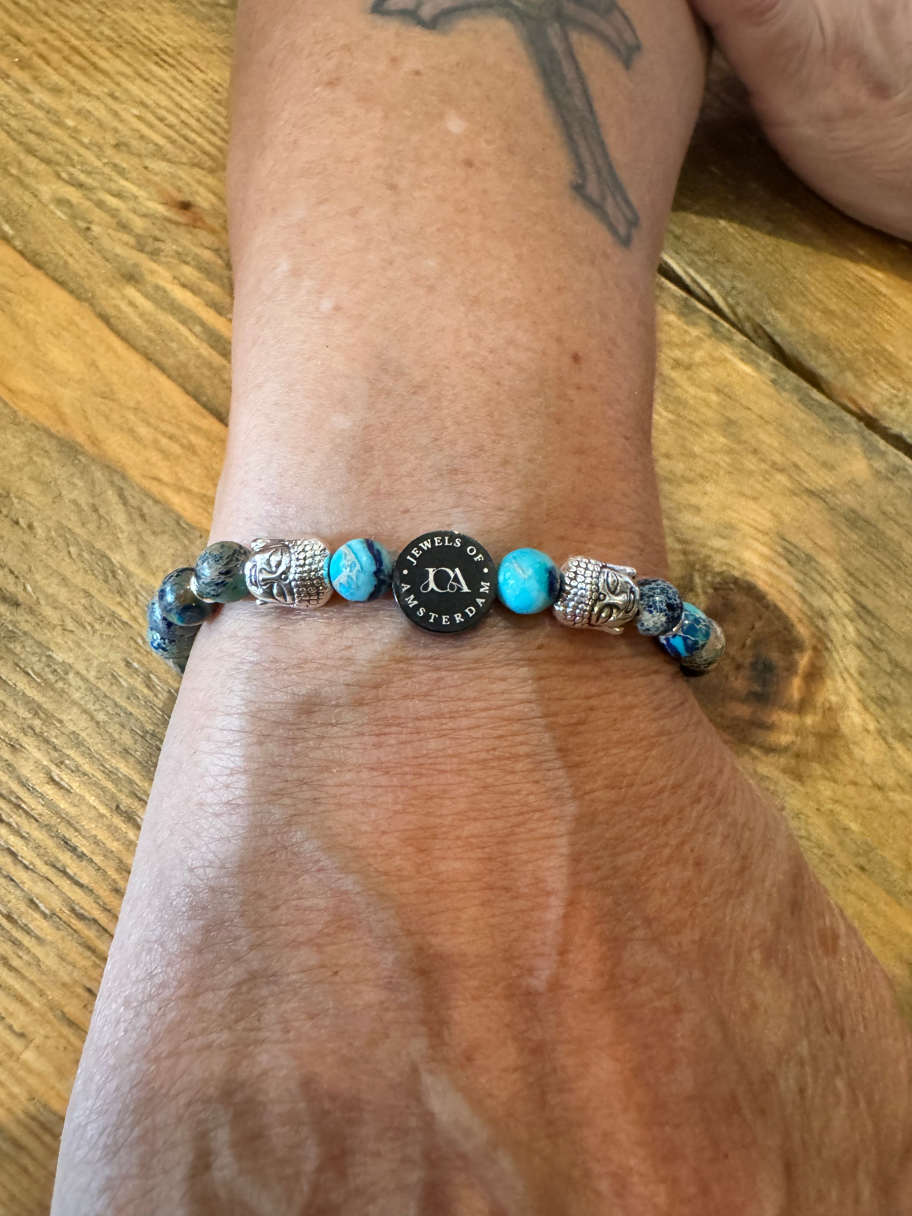 Obsidiaan boeddha armband - 6mm