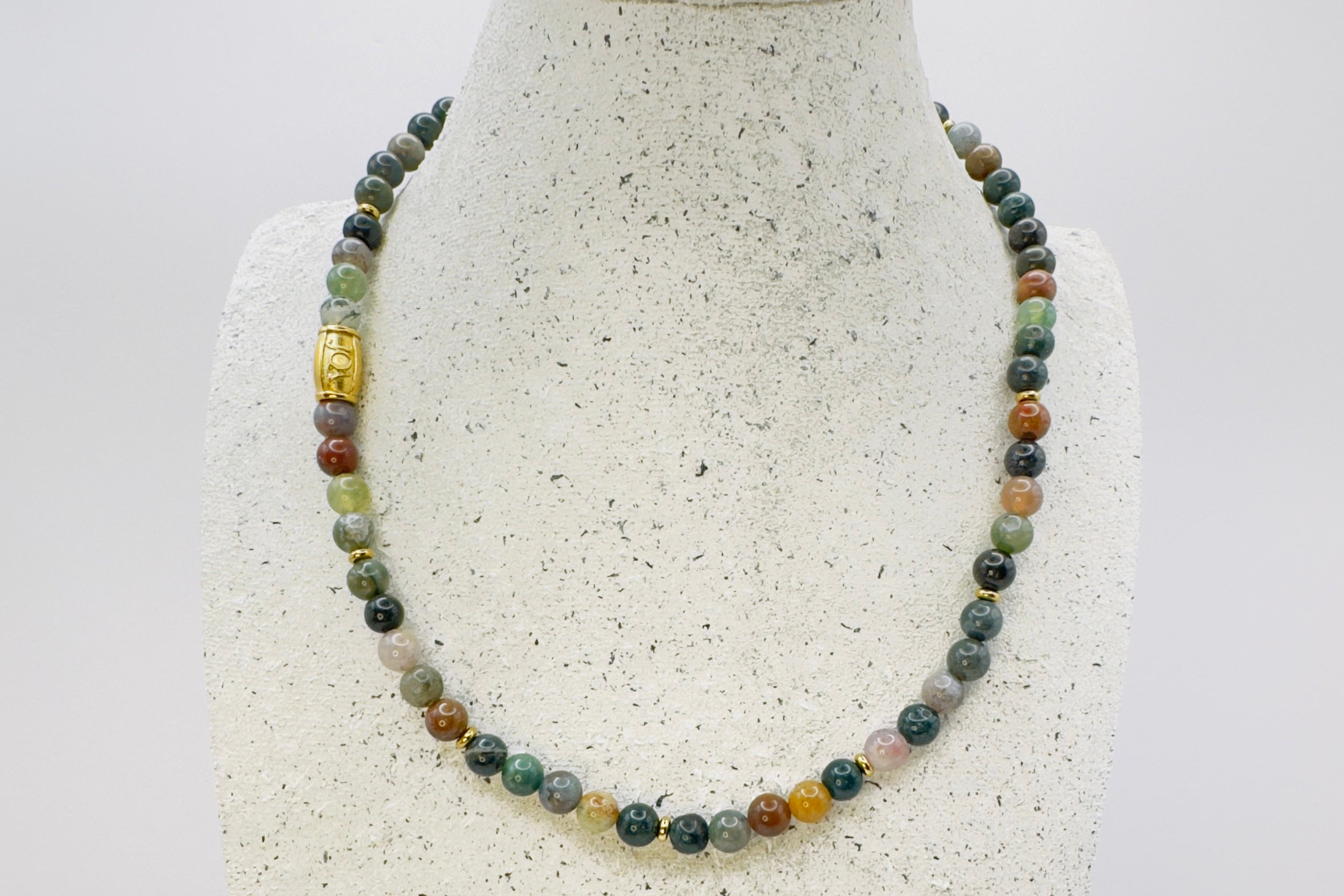 dames Indian agaat edelsteen ketting goud