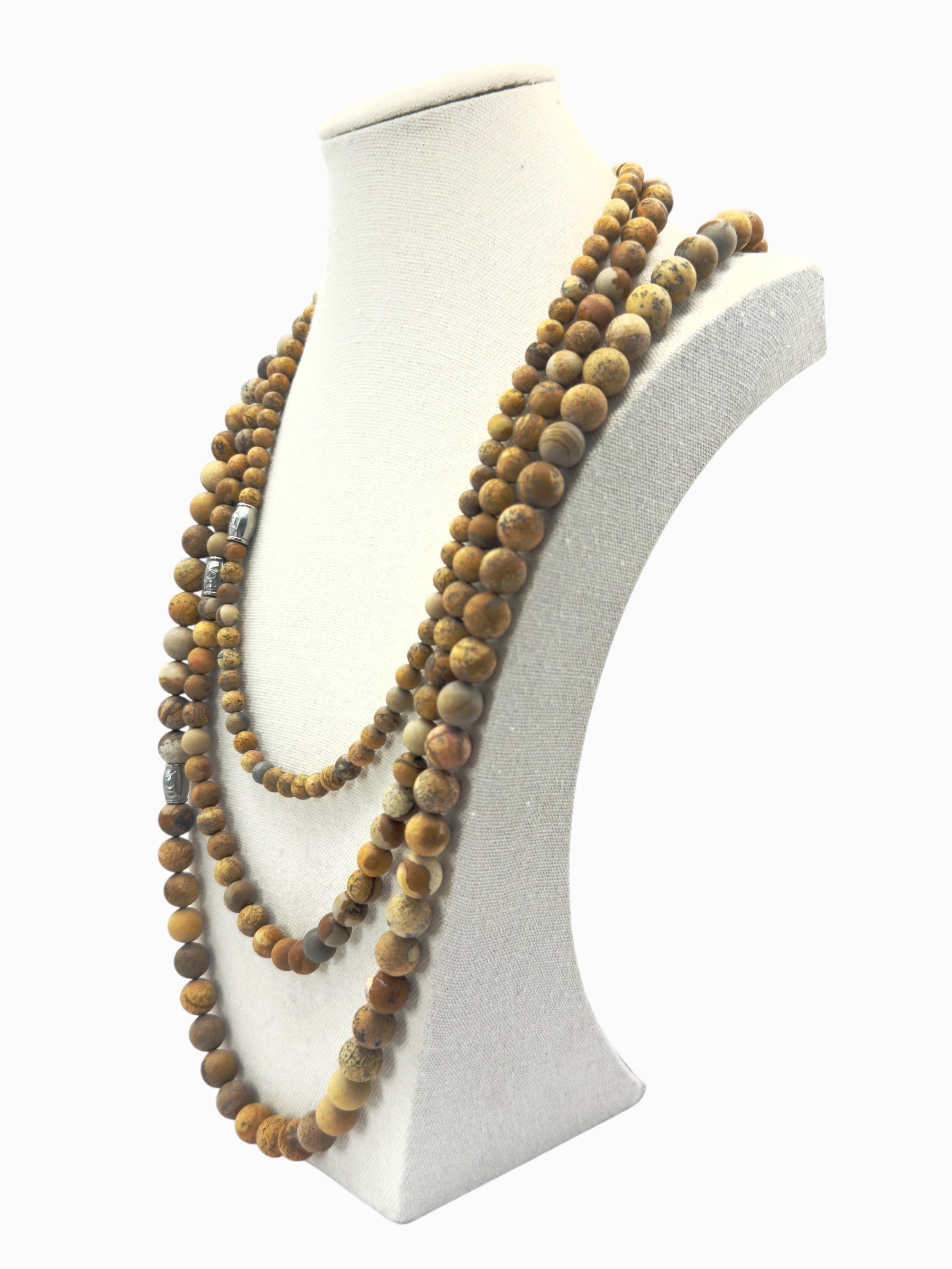 heren Picture jaspis edelsteen ketting close up