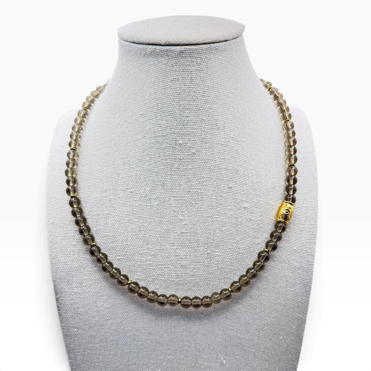 Rookkwarts ketting 6mm goud