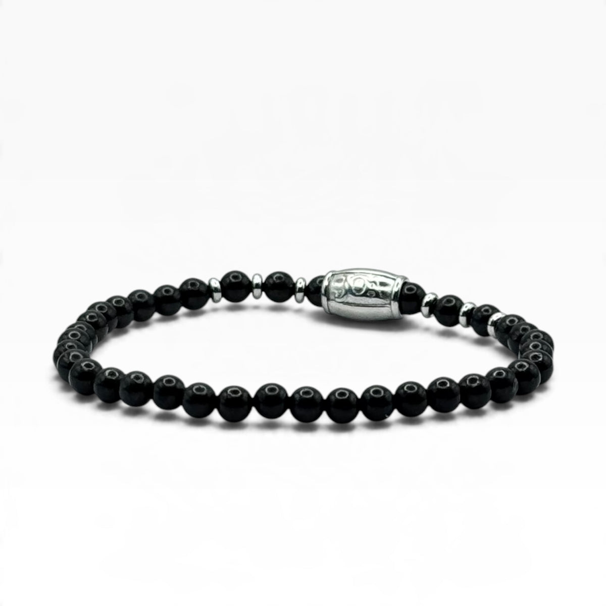 Shungiet armband 4mm zilver