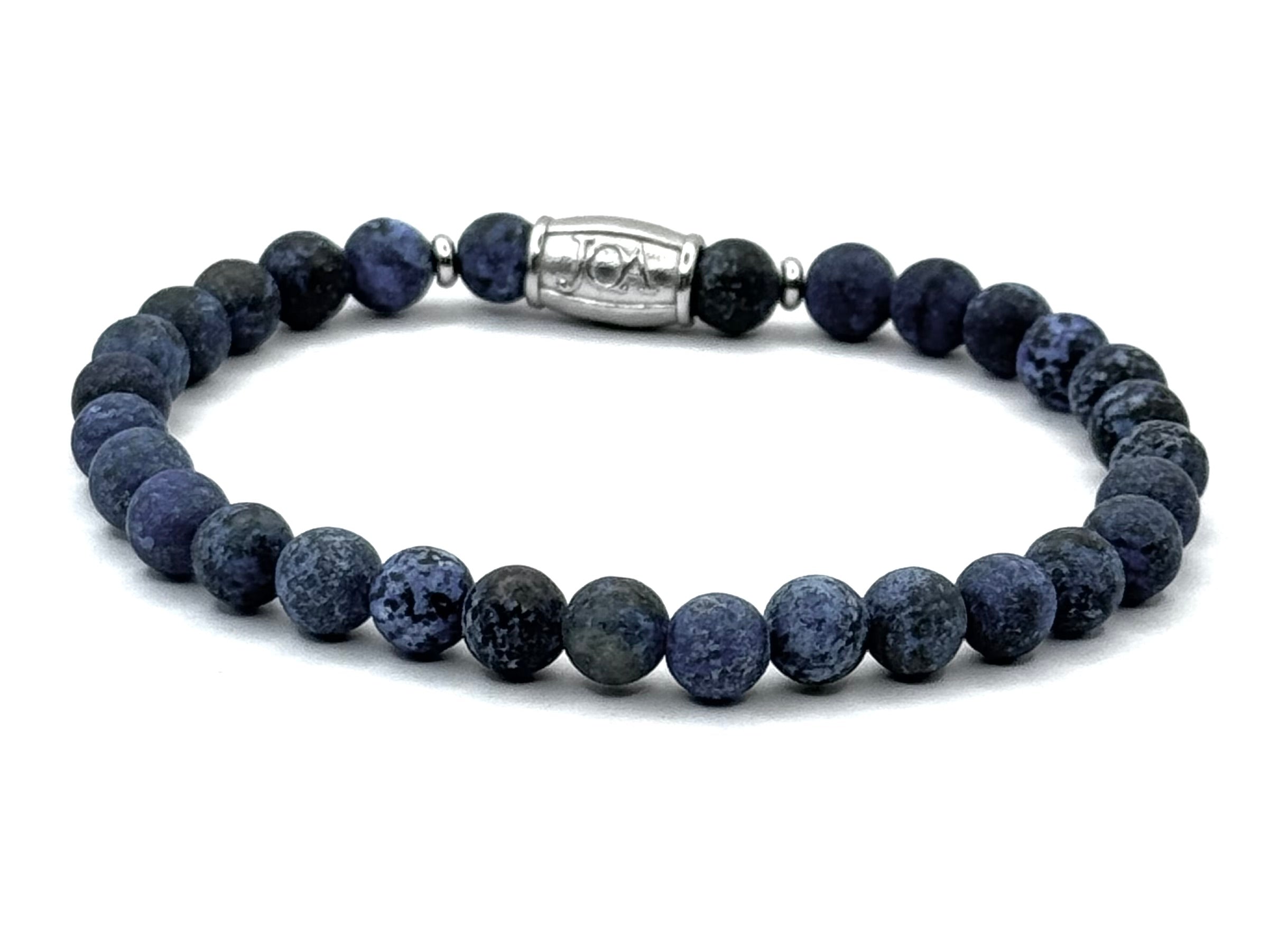 Sodaliet mat edelsteen armband zilver 6mm
