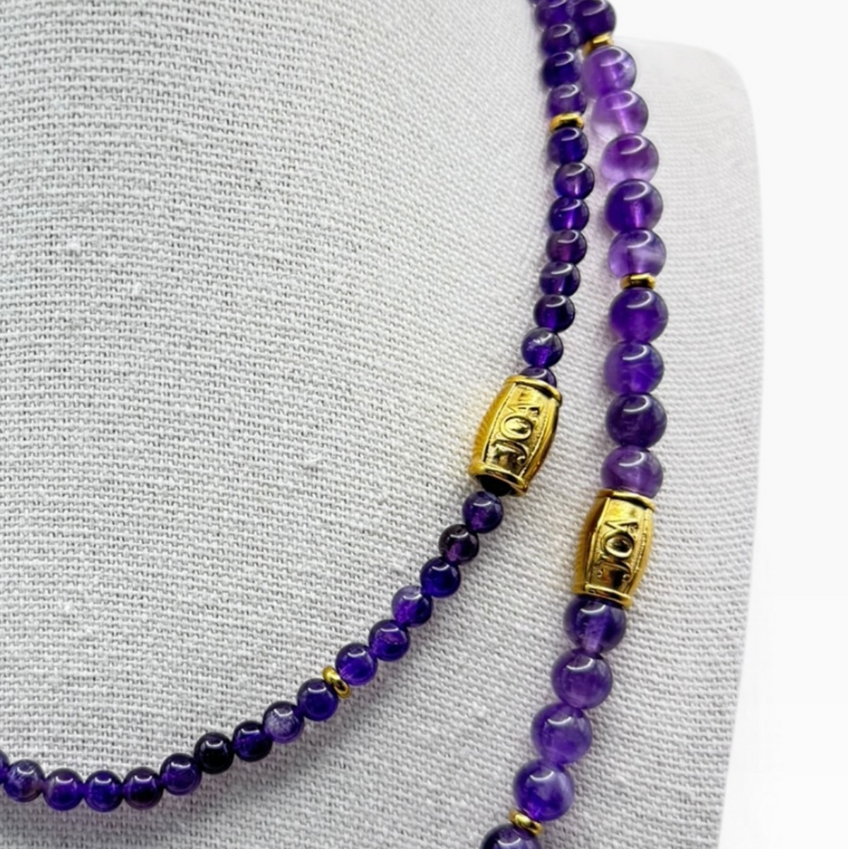 amethist ketting set close up goud
