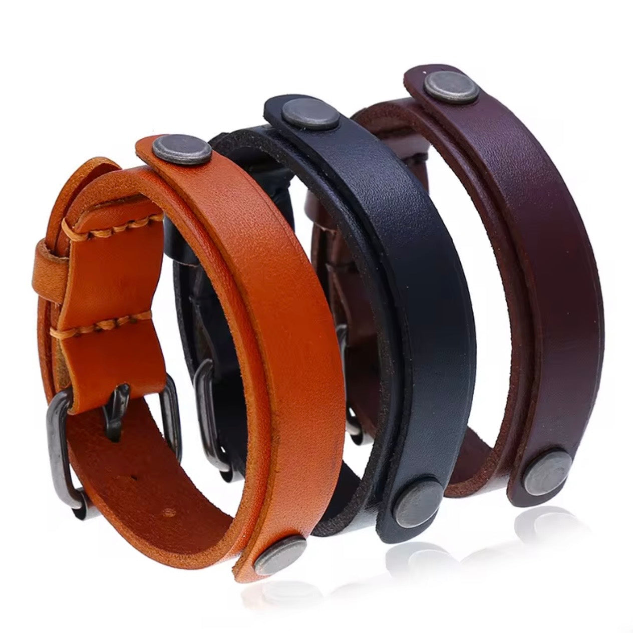 heren assortiment leren armbanden met gesp