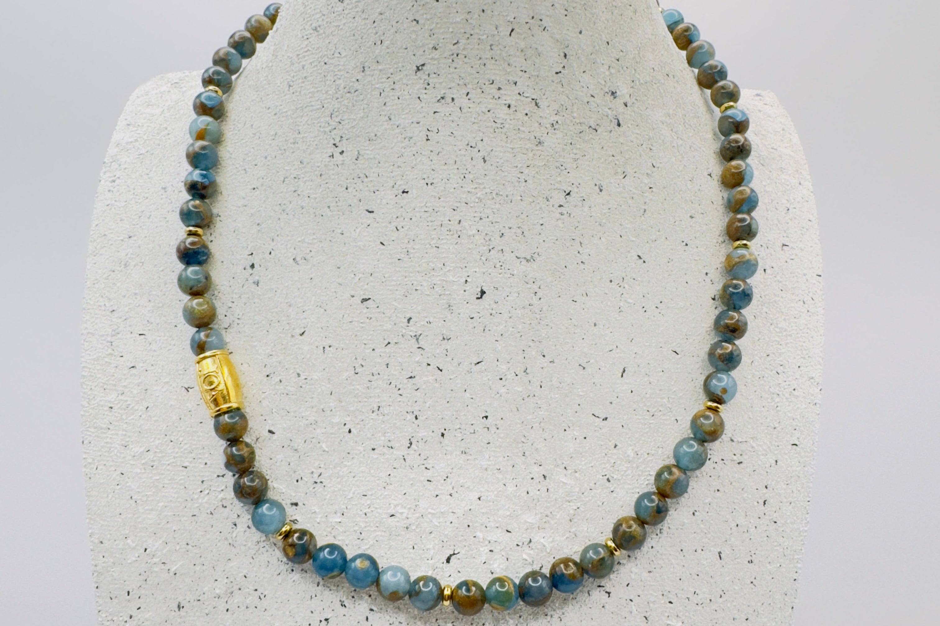 dames blauw paraiba kwarts edelsteen ketting goud