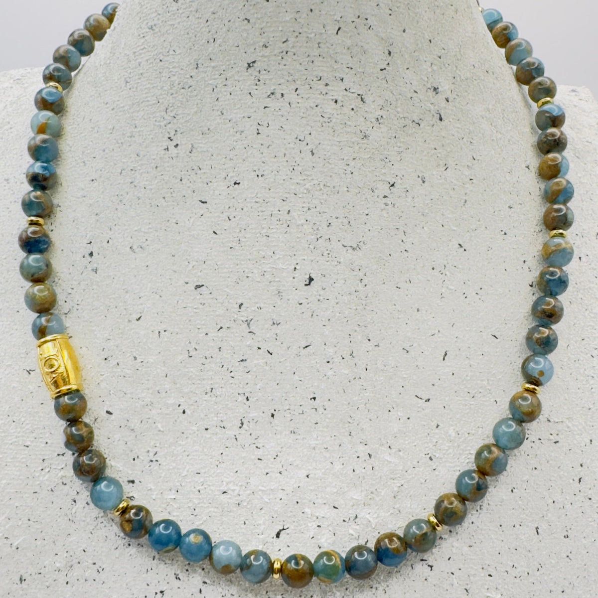 dames blauw paraiba kwarts edelsteen ketting goud