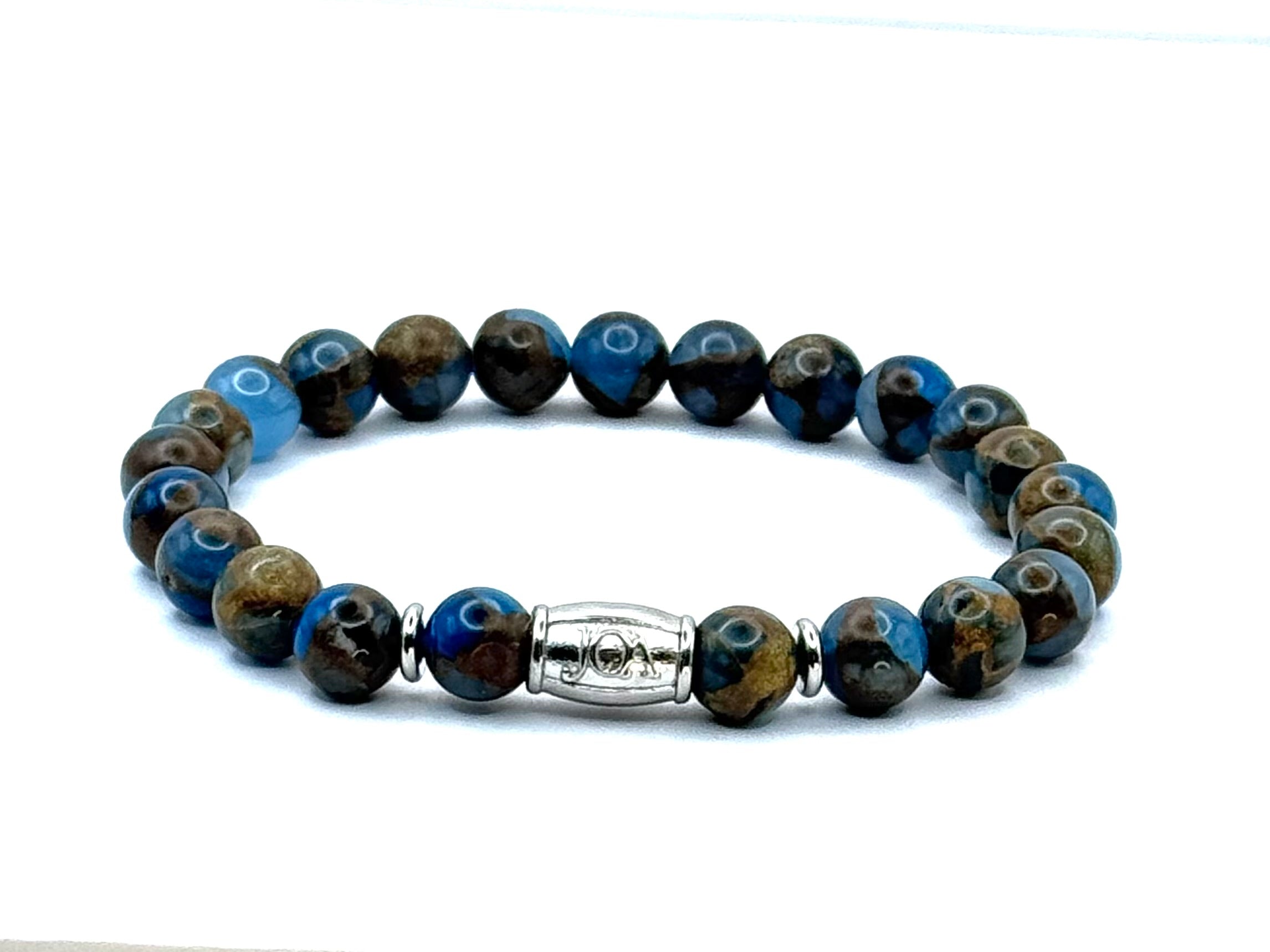 blauwe paraiba kwarts edelsteen armband zilver 8mm