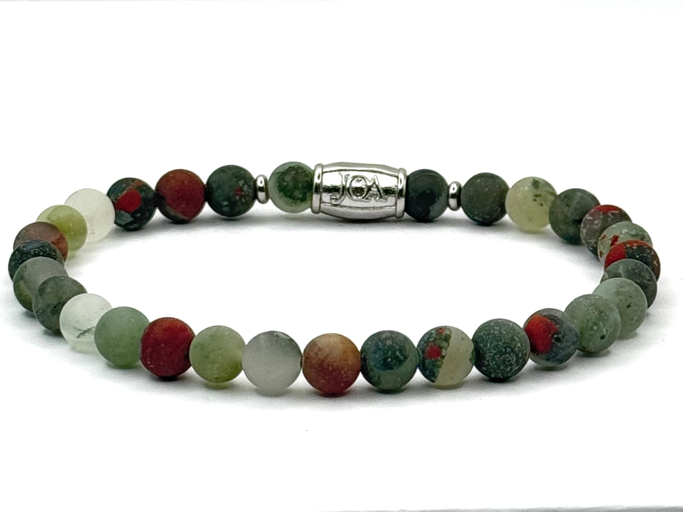 bloedsteen edelsteen armband 6mm zilver