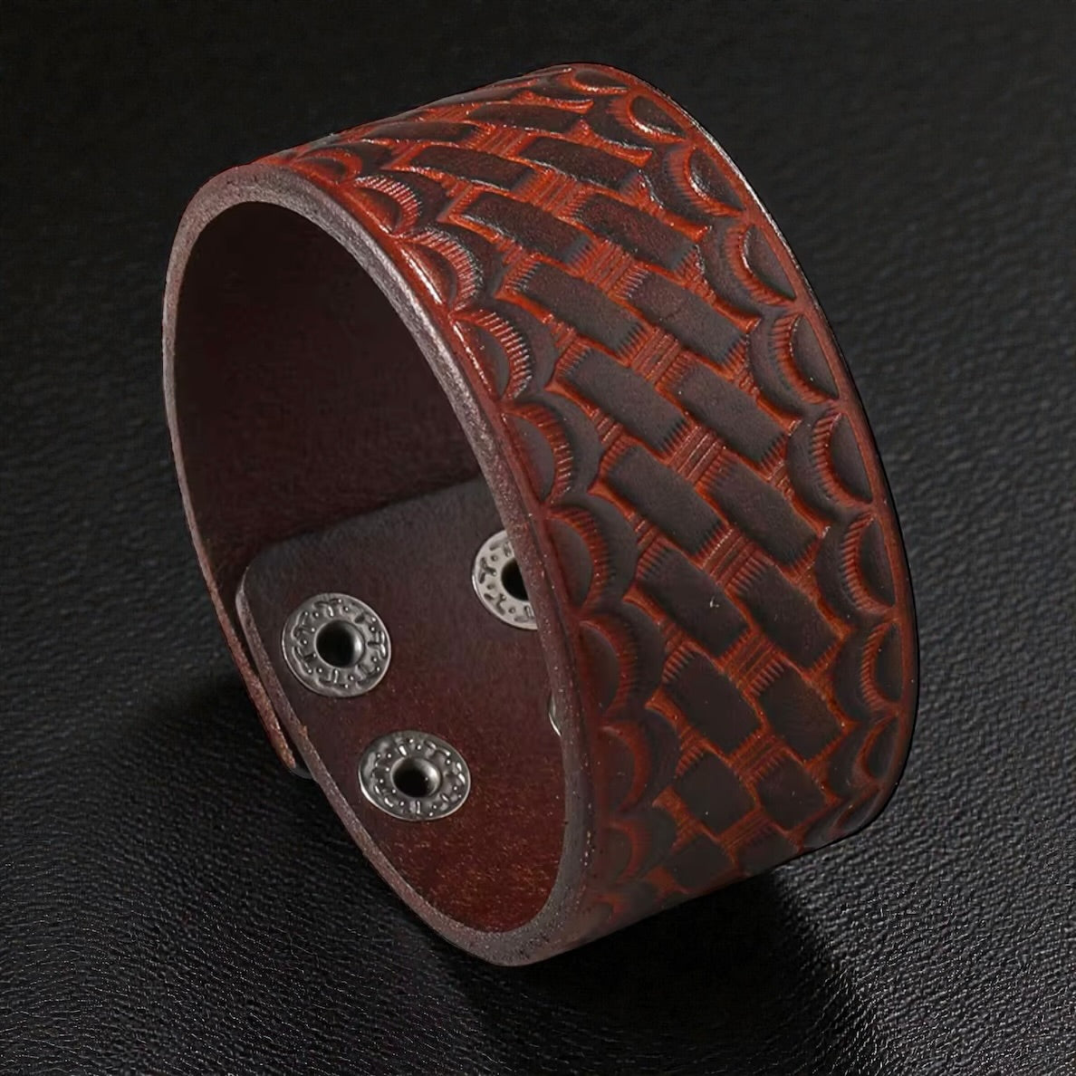 heren bruin leren armband met druk sluiting