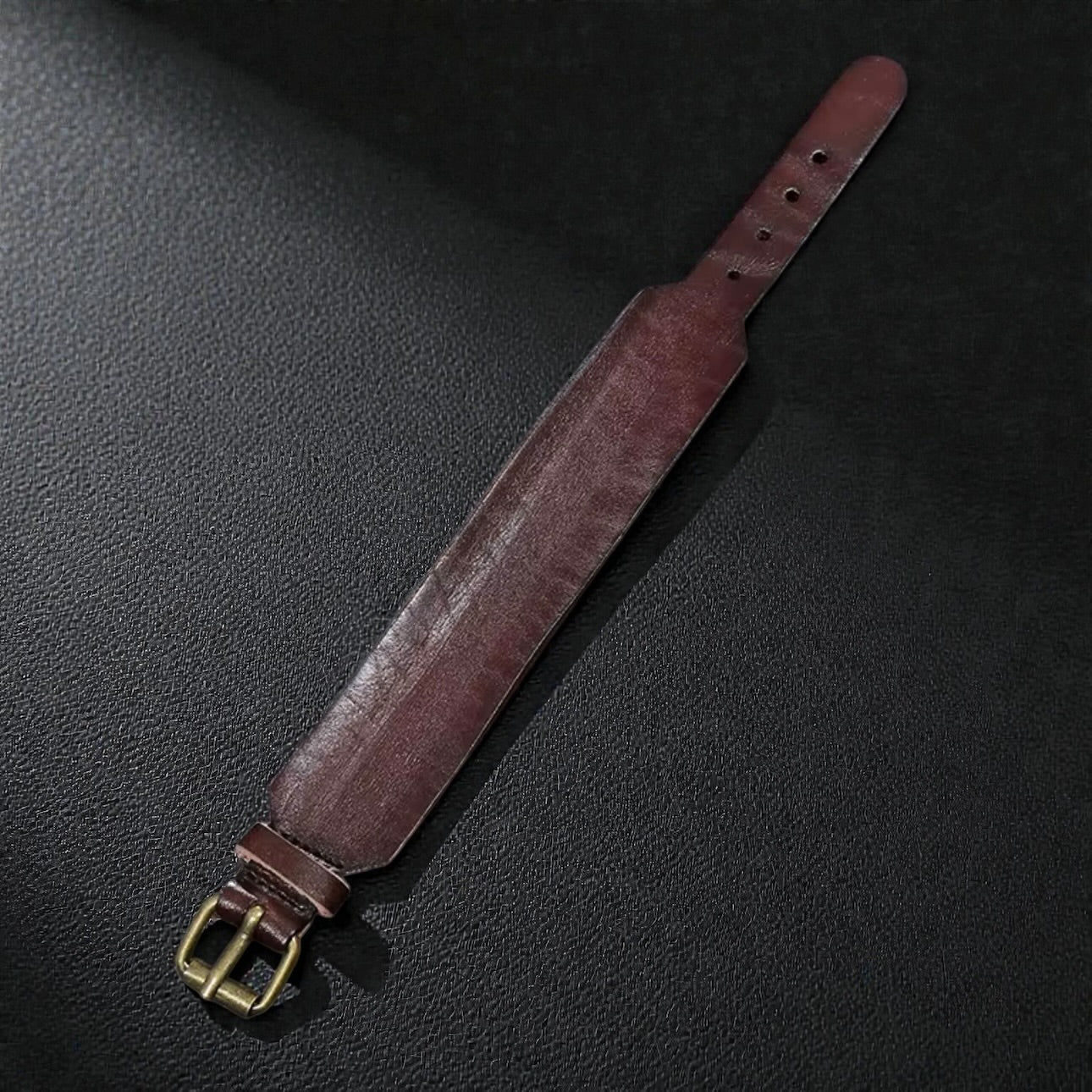 heren zwarte brede leren armband met gesp