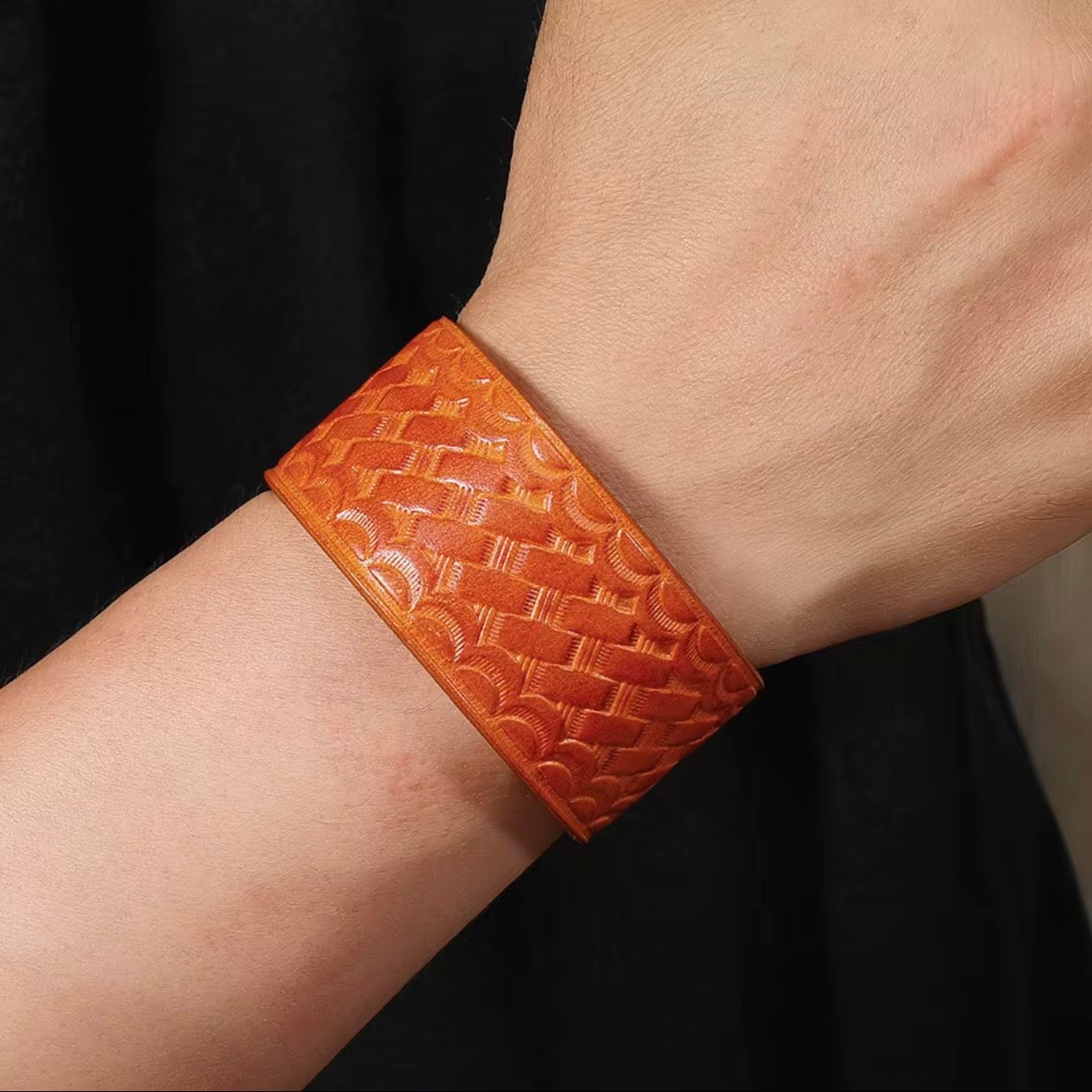 heren brede cognac leren armband met druksluiting