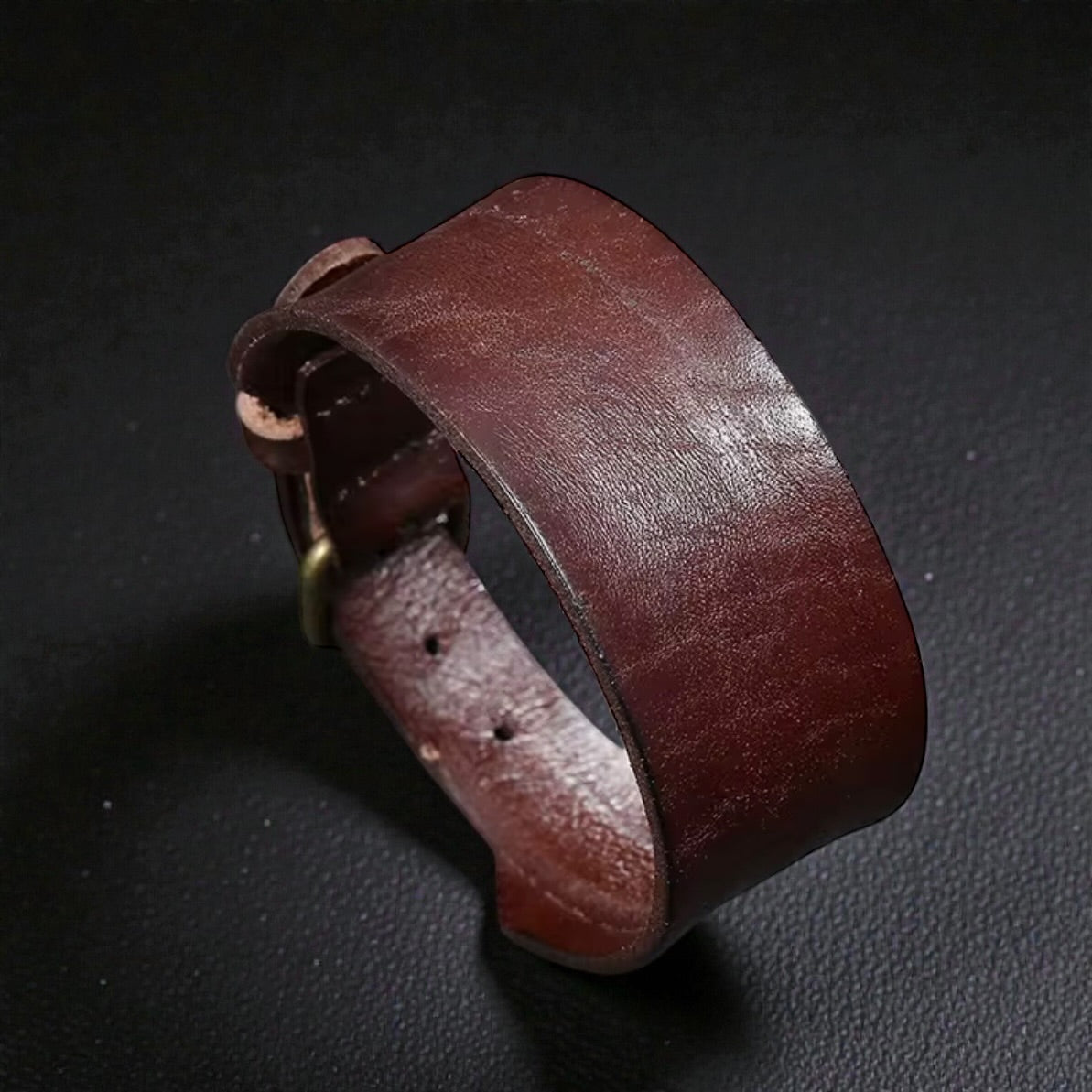 heren bruin brede leren armband met gesp