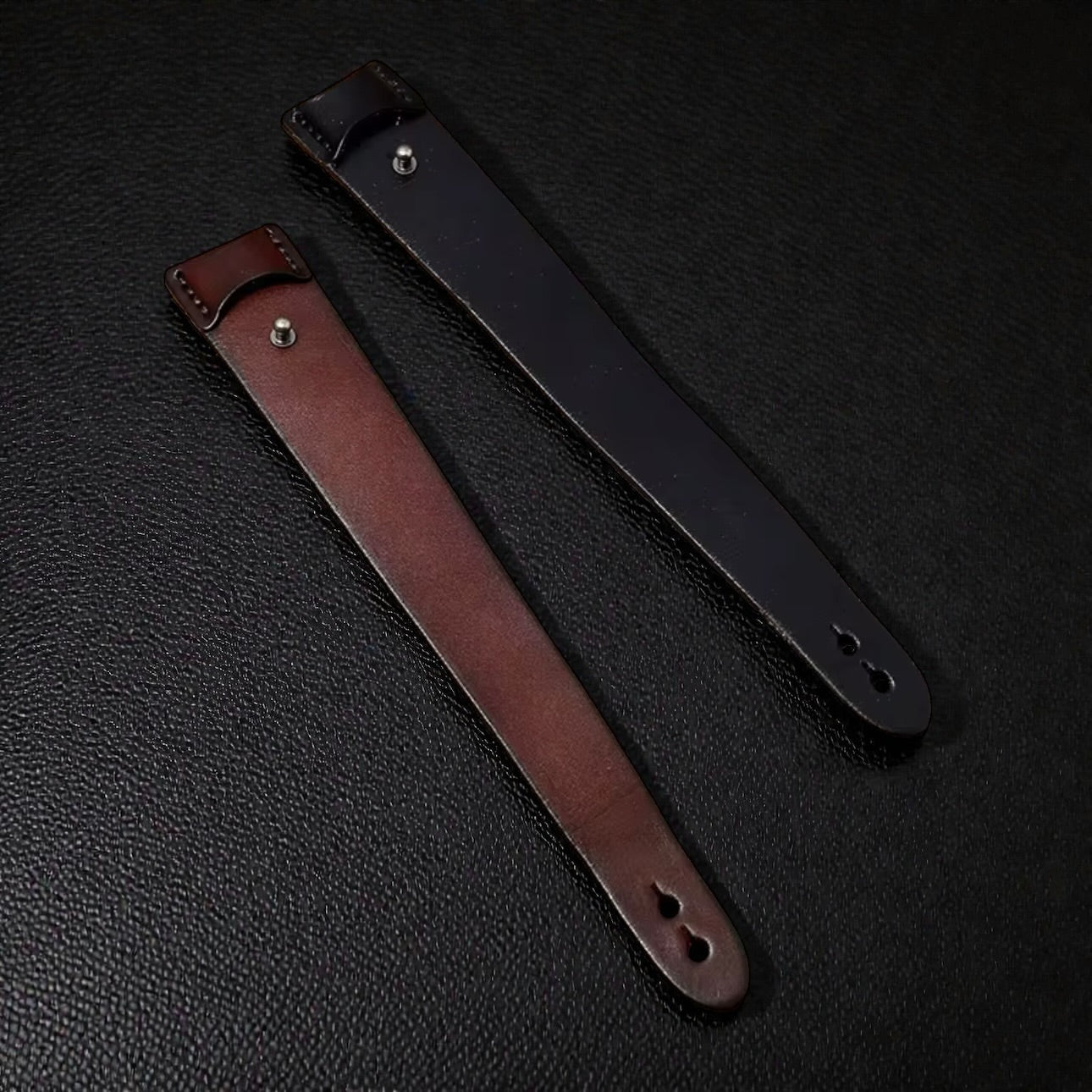 bruin en zwart leren heren armband verstelbaar
