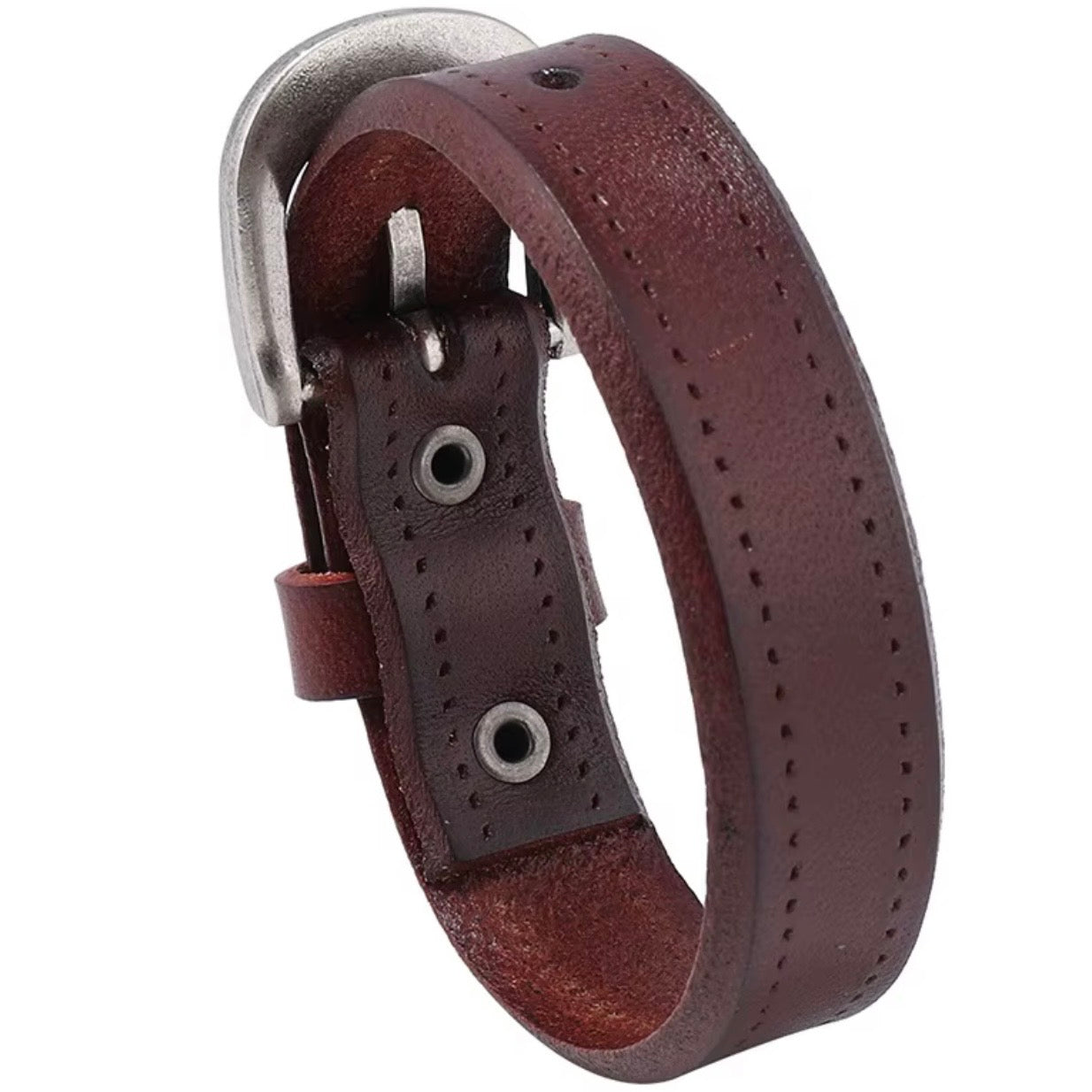 heren bruin leren armband met gesp
