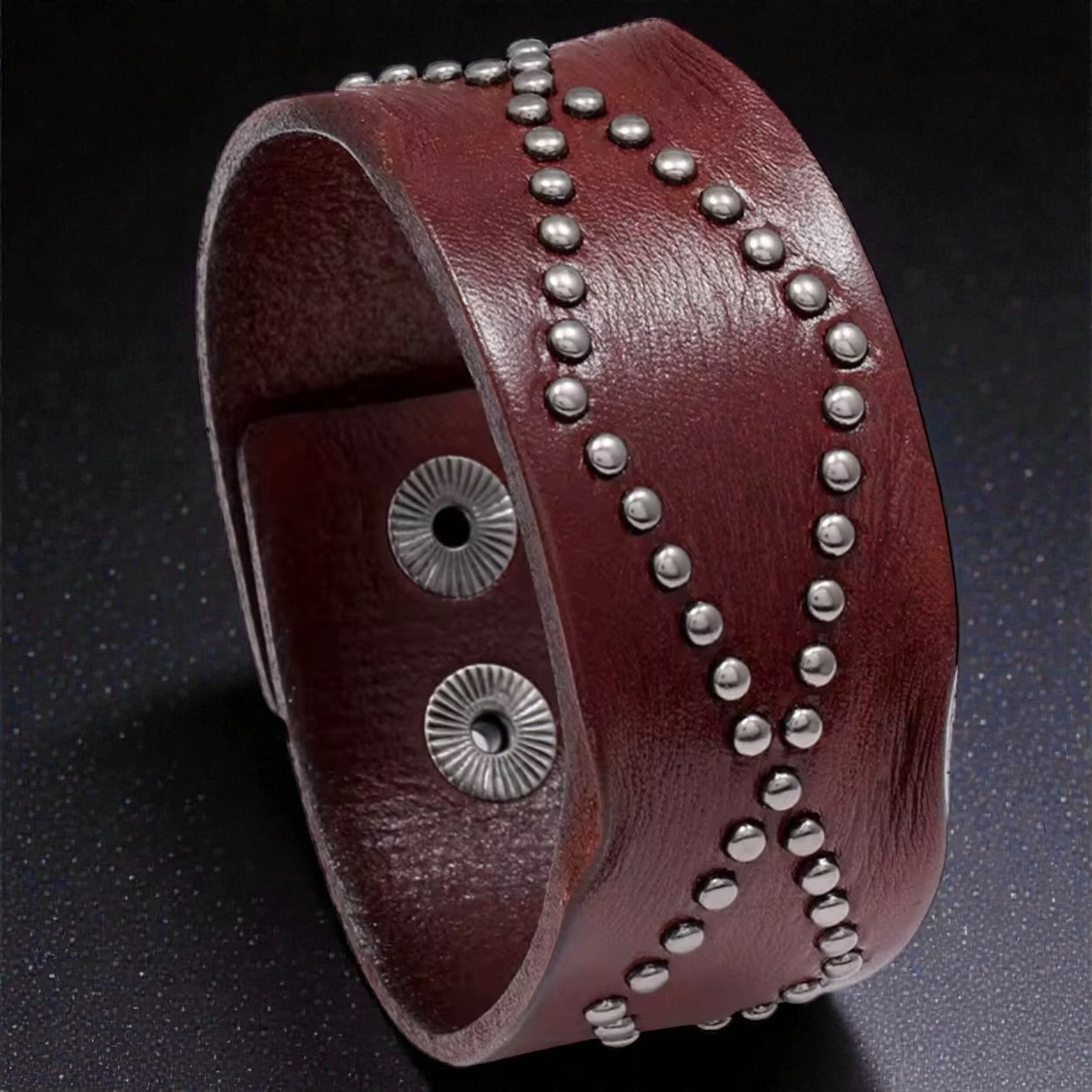 heren bruin leren armband met studs
