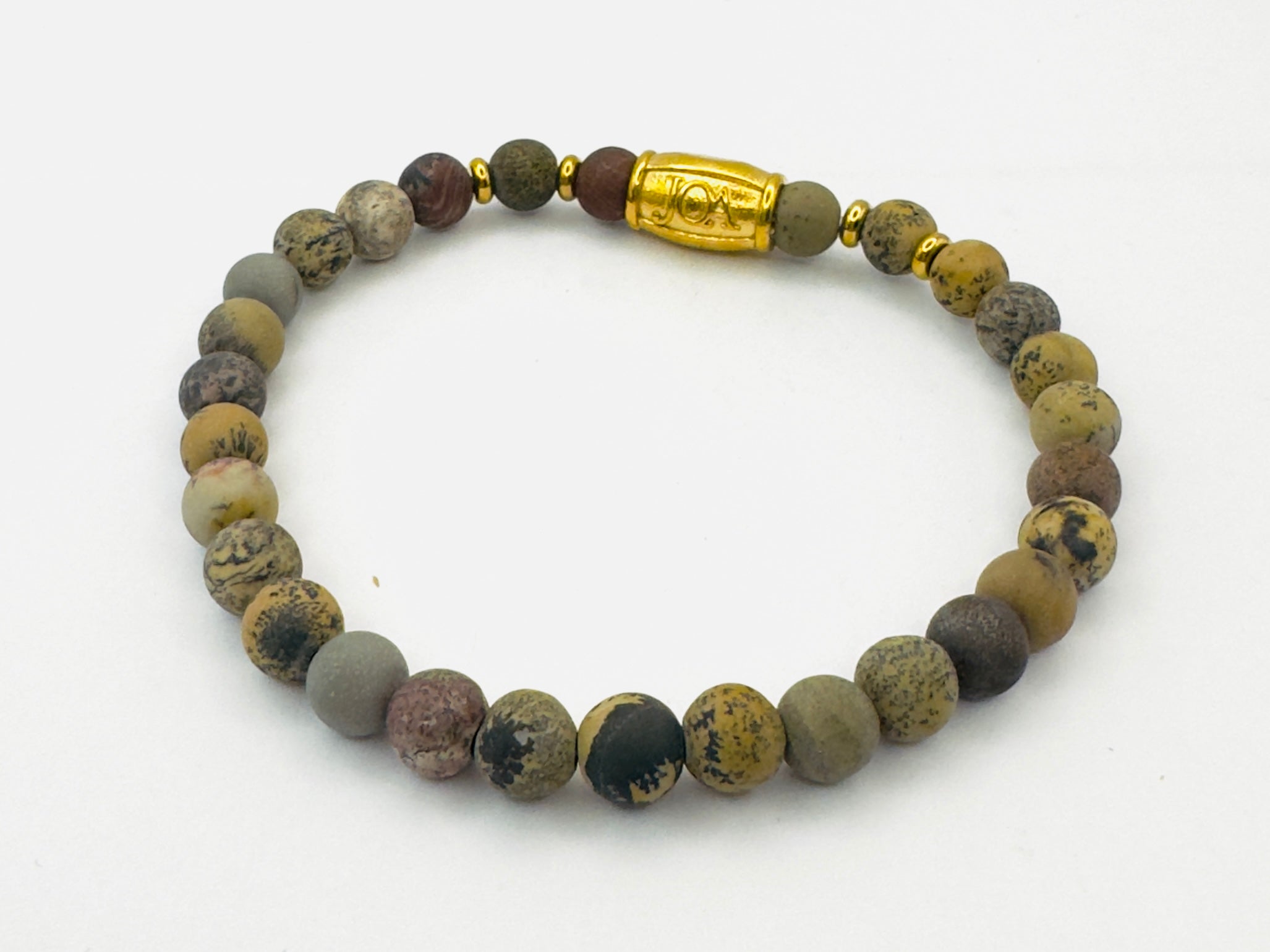dames bruin spot jaspis armband goud