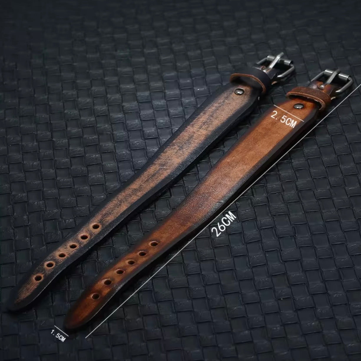 heren bruin zwart leren armband met gesp afmetingen
