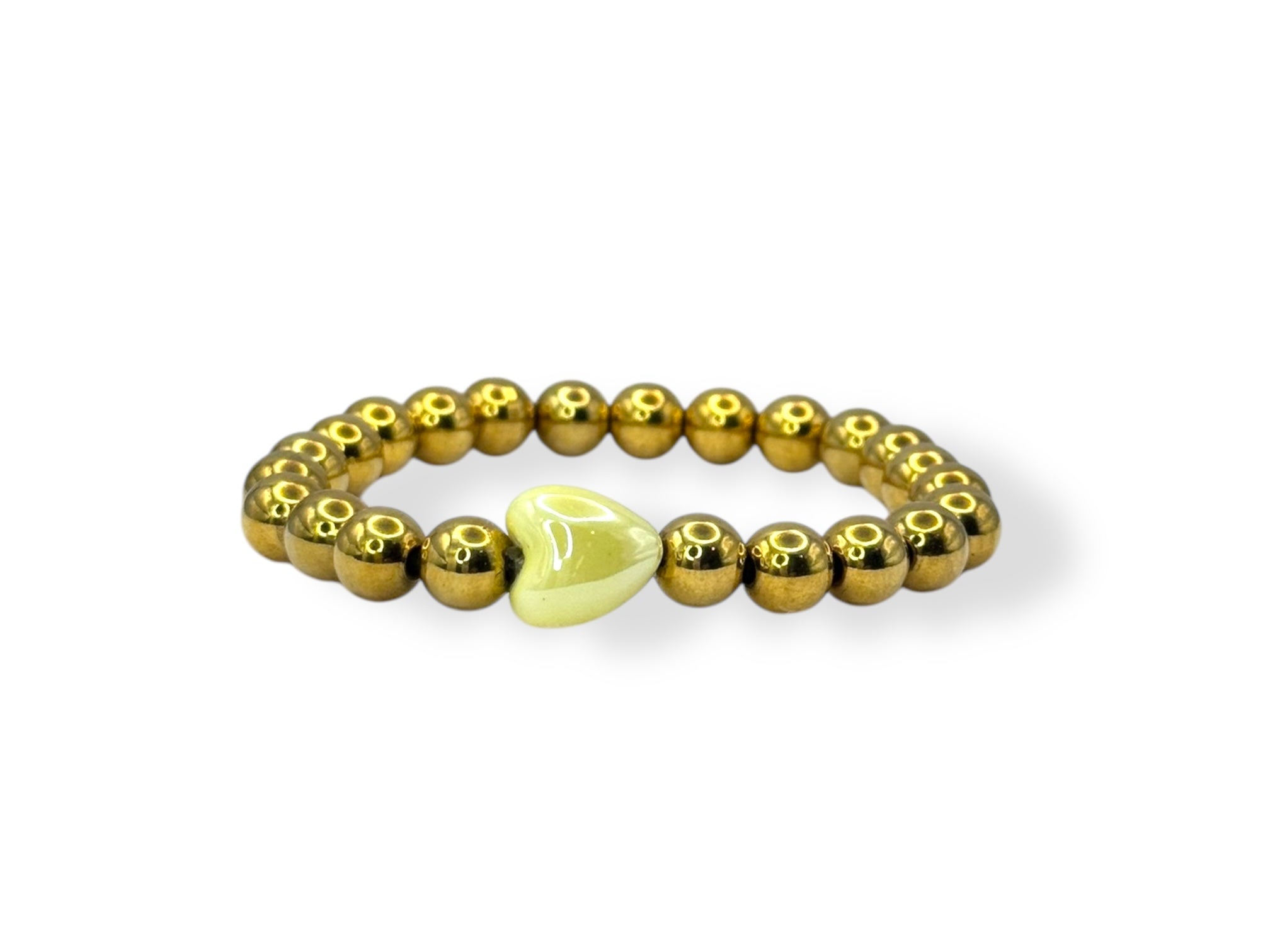 Stainless steel goud dames armband met geel hartje